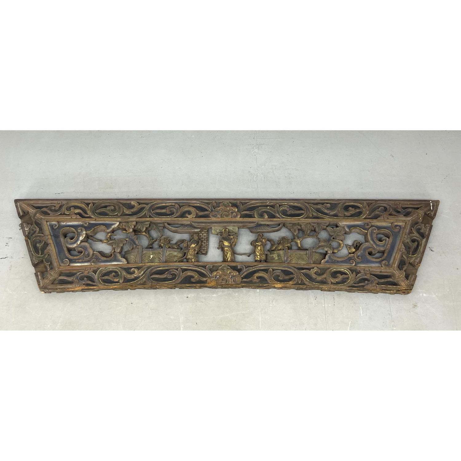 Carved Wood Open Relief Asian Frieze 2b92dc