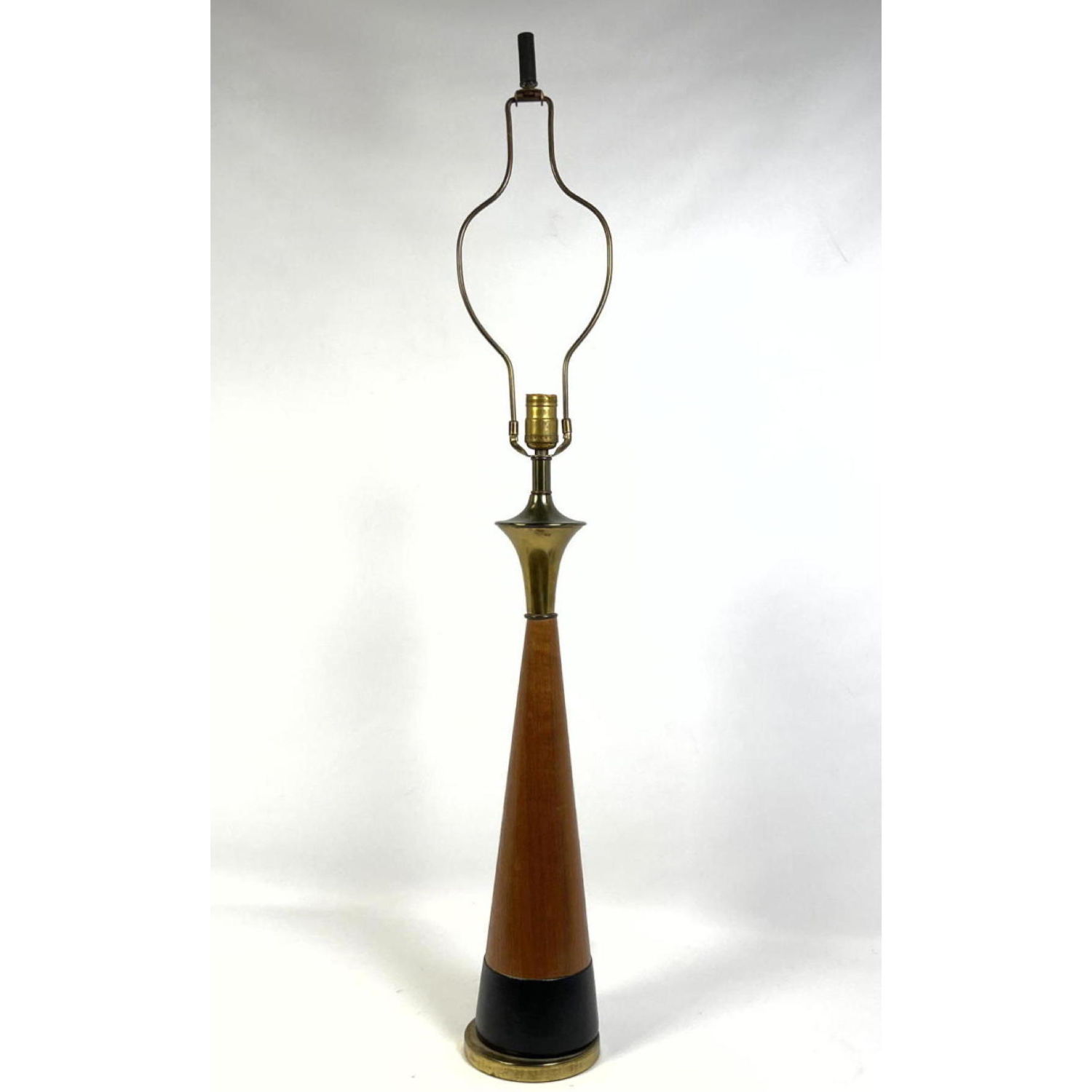 Modernist tapered wood table lamp.