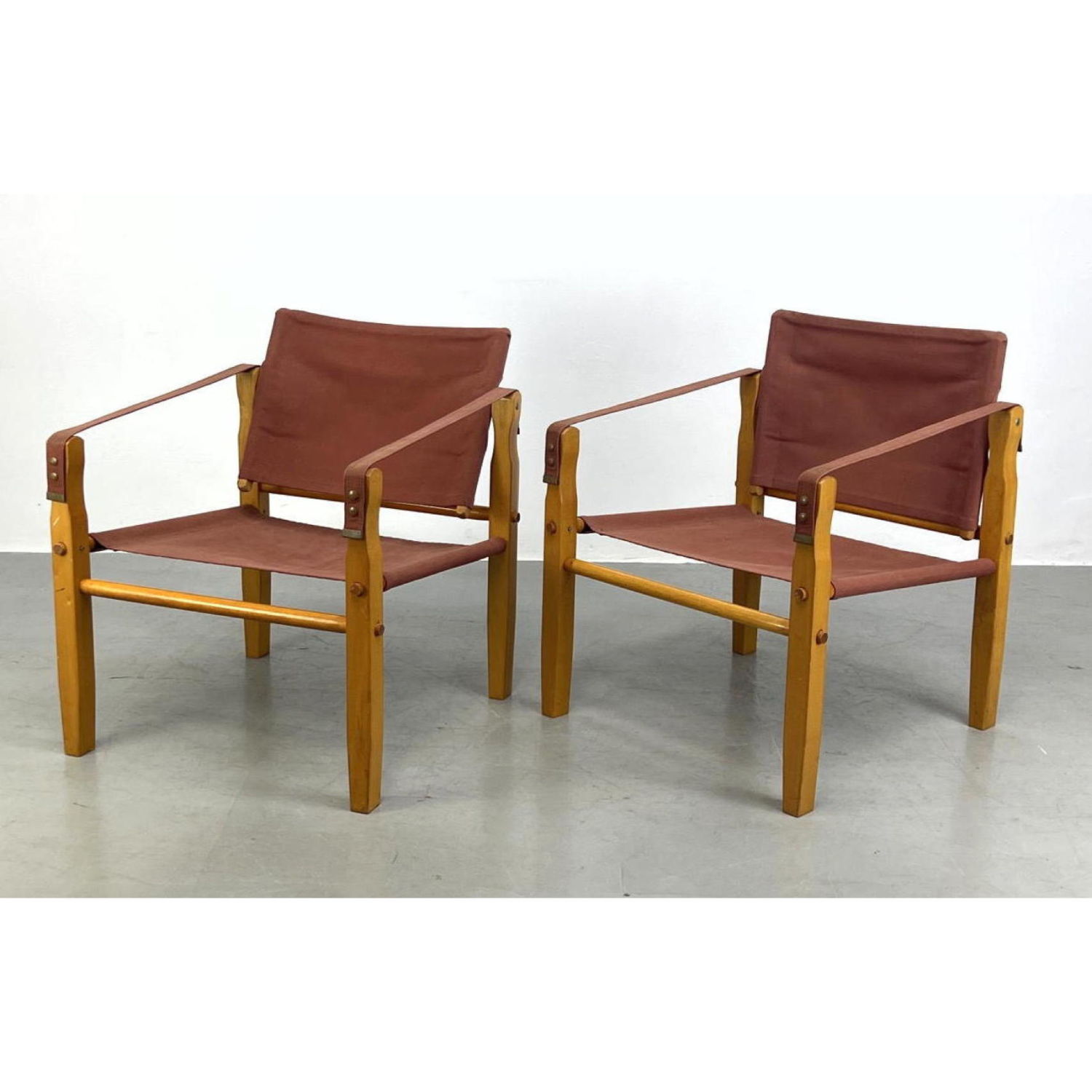 Pair Safari Chairs. Collapsible,