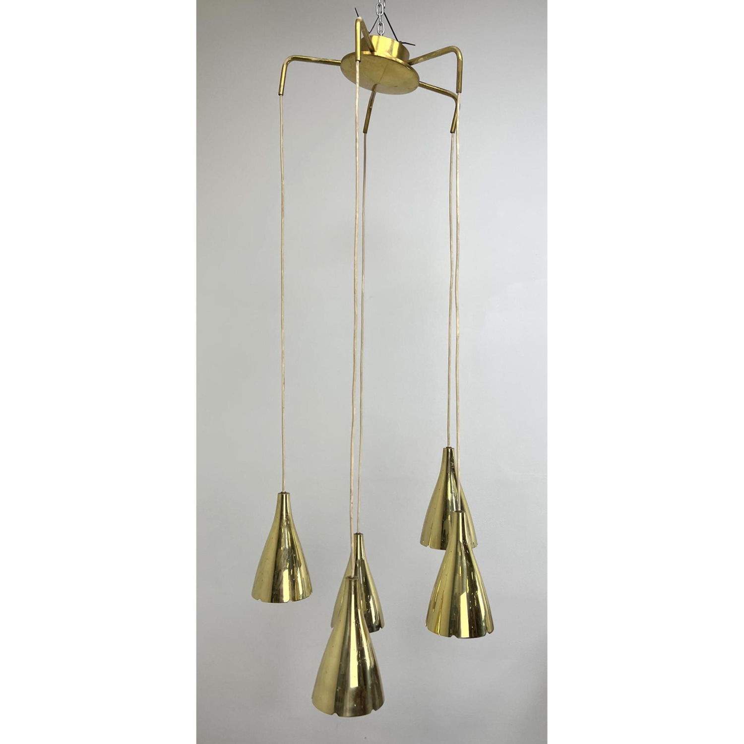 Mid Century Modern Brass 5 Shade 2b9398