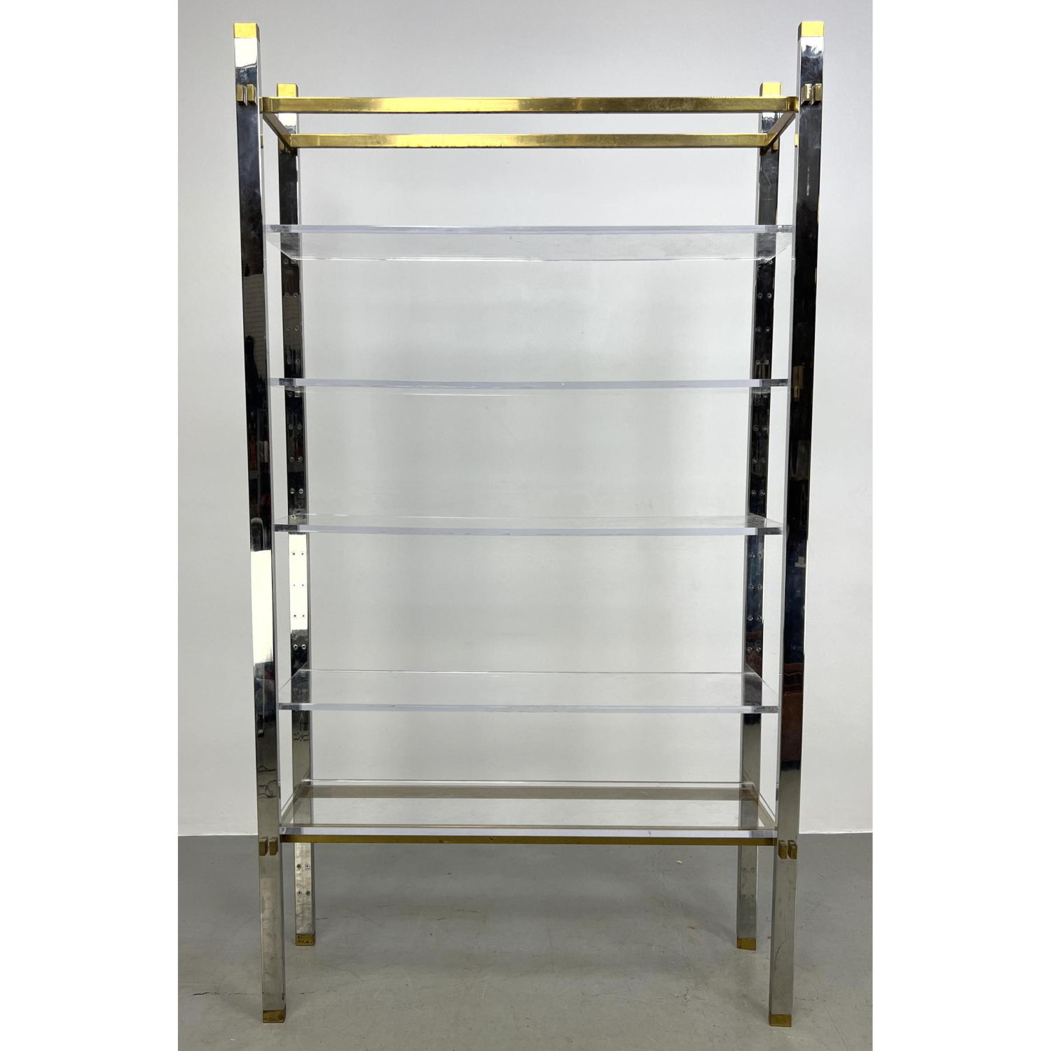 Heavy Solid Steel and Brass Etagere 2b93ba
