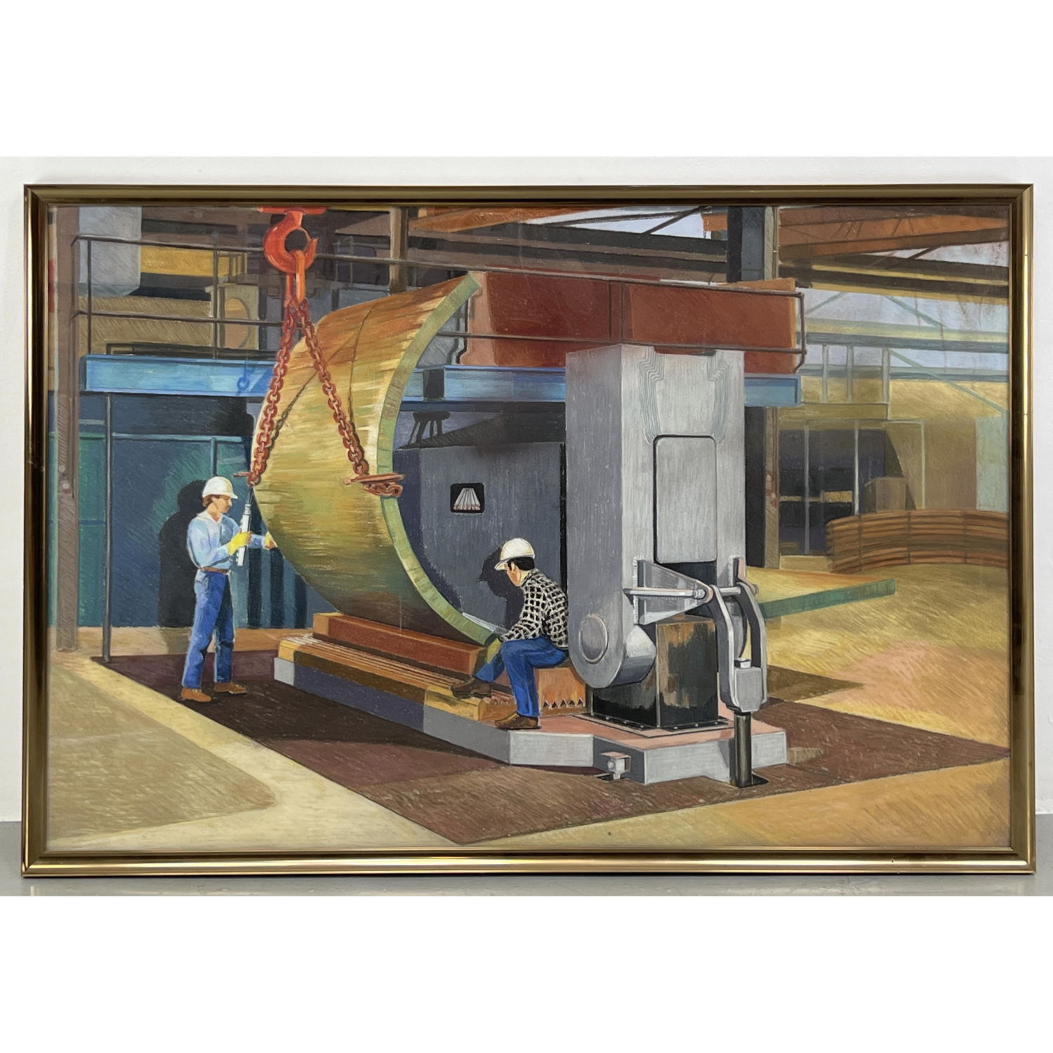 Pastel Painting of Industrial Work Site.