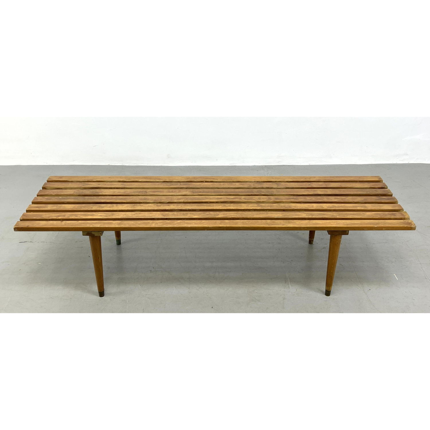 Modernist Slat Bench Tapered Wood 2b95a0