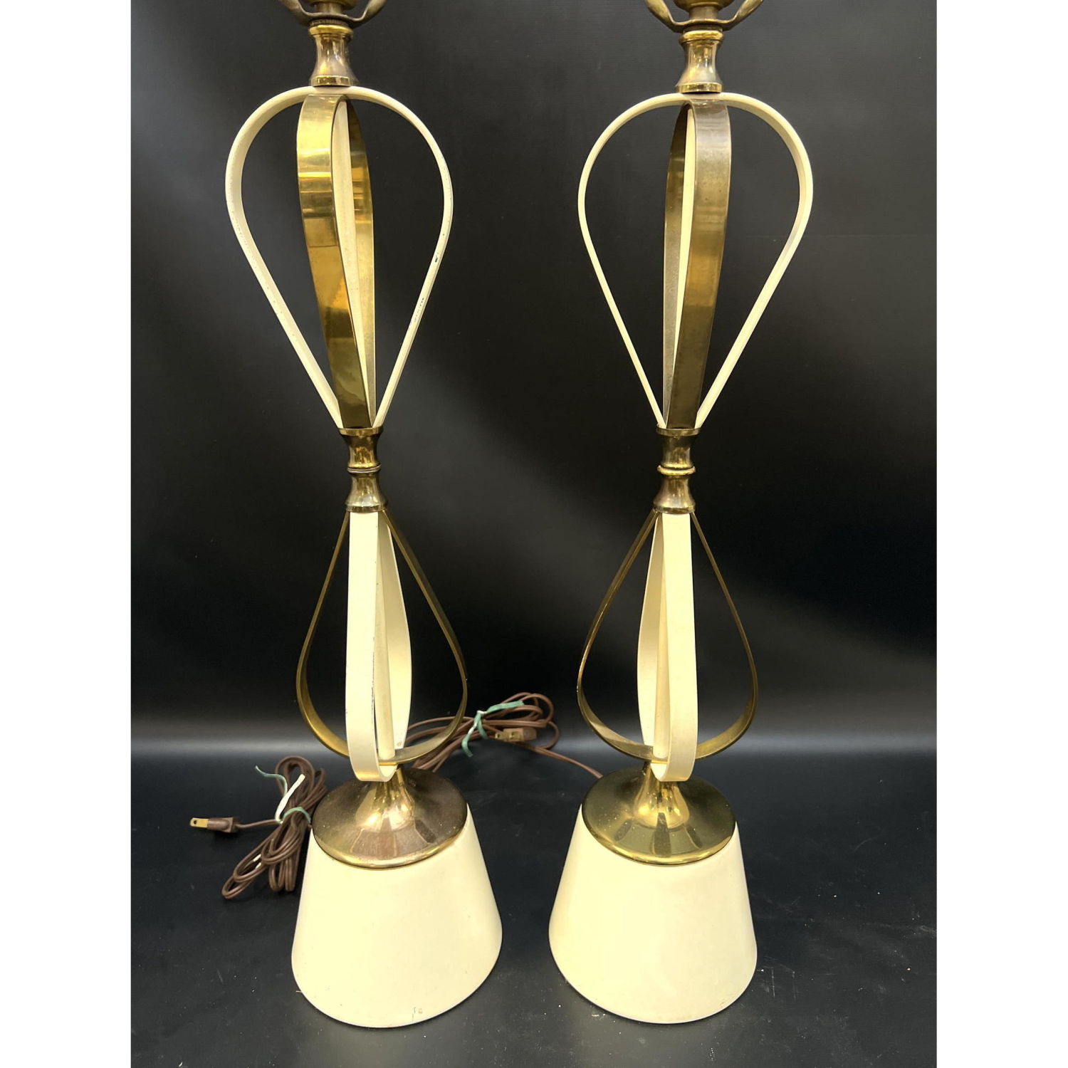 Pr Modernist Table Lamps. Brass