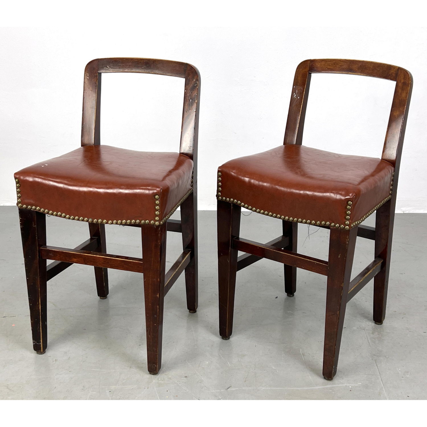 Pair Art Deco Chairs. Open backs.