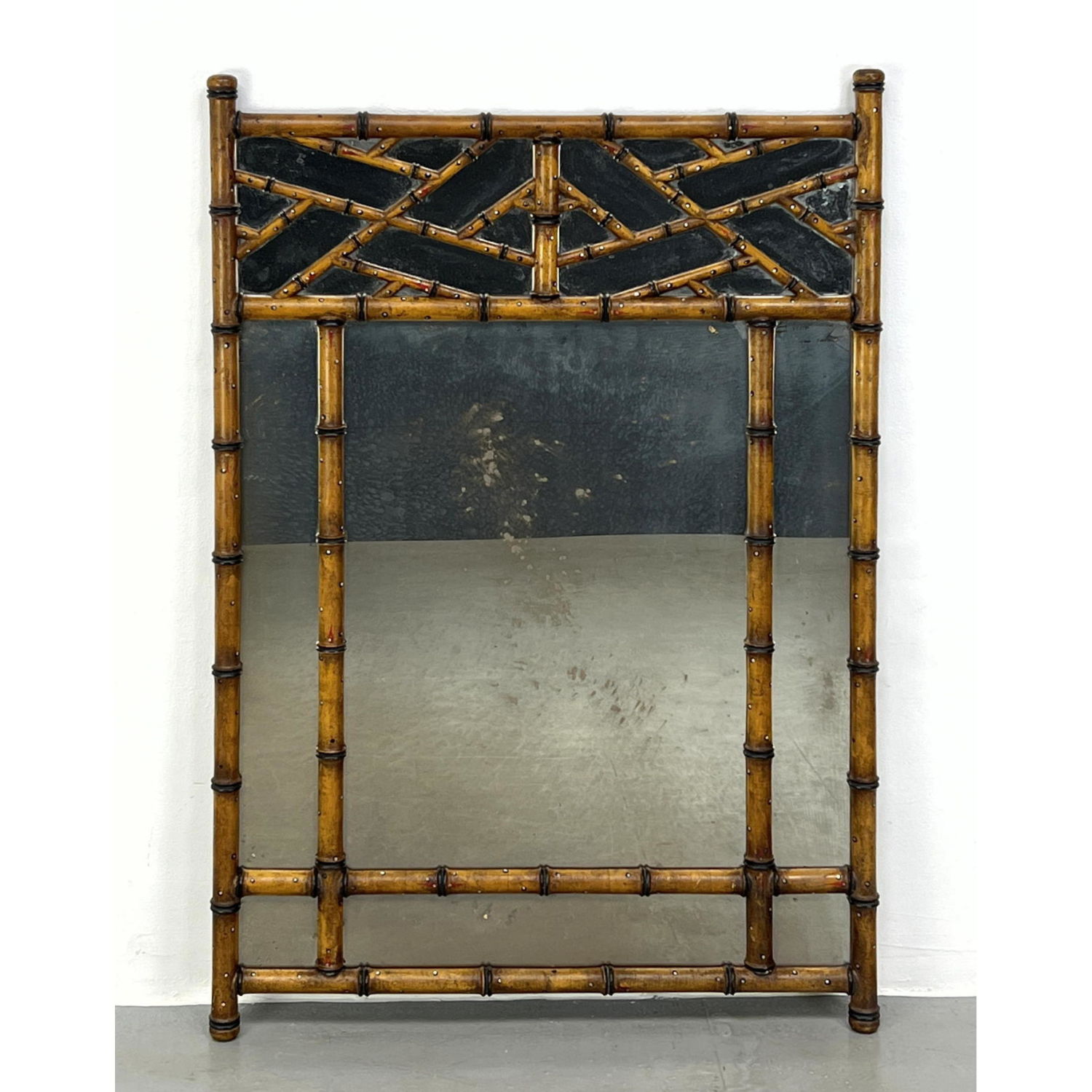 Decorator bamboo mirror with faux 2b95e5