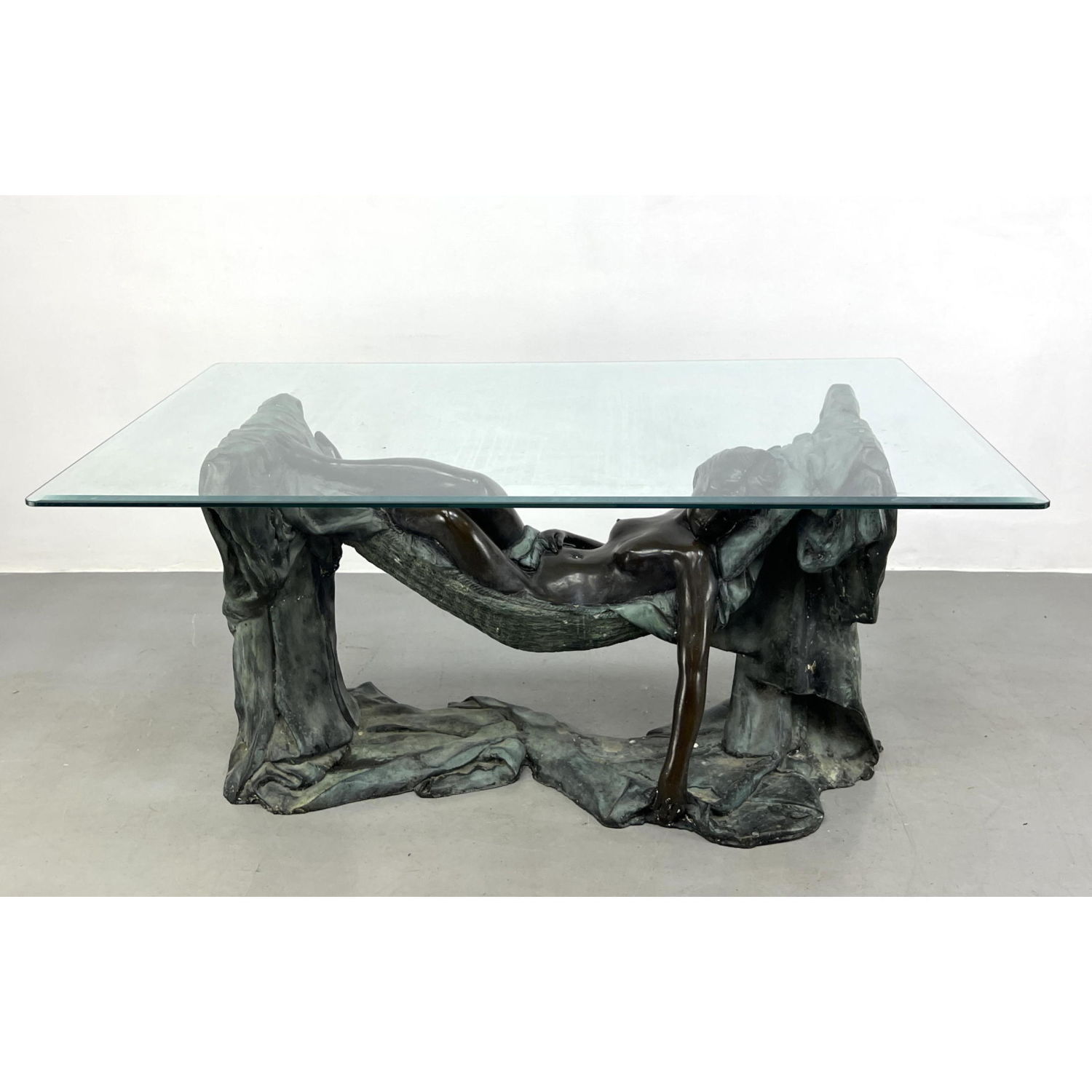 Large Figural Bronze Dining Table.