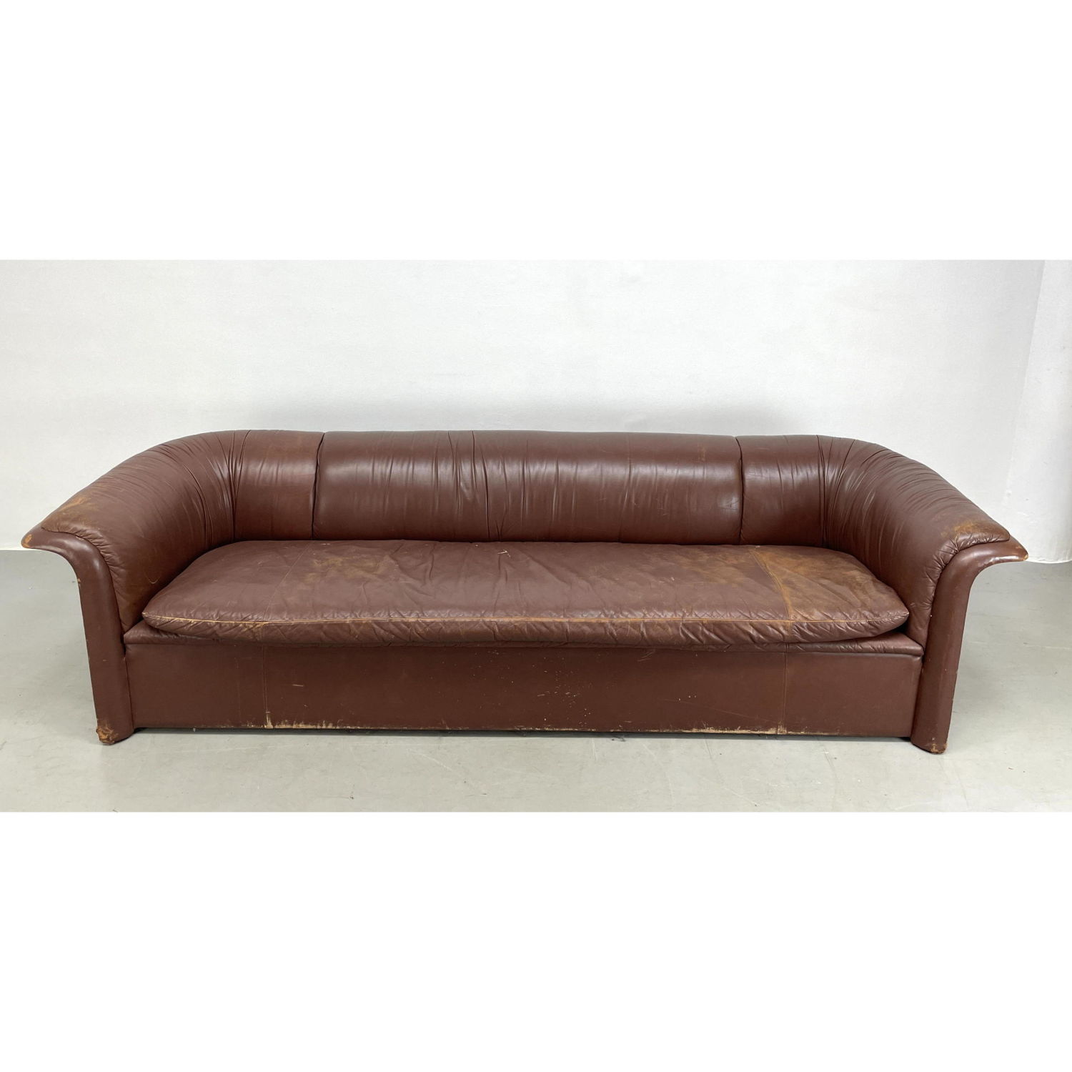 DUNBAR Brown Leather Couch Sofa.