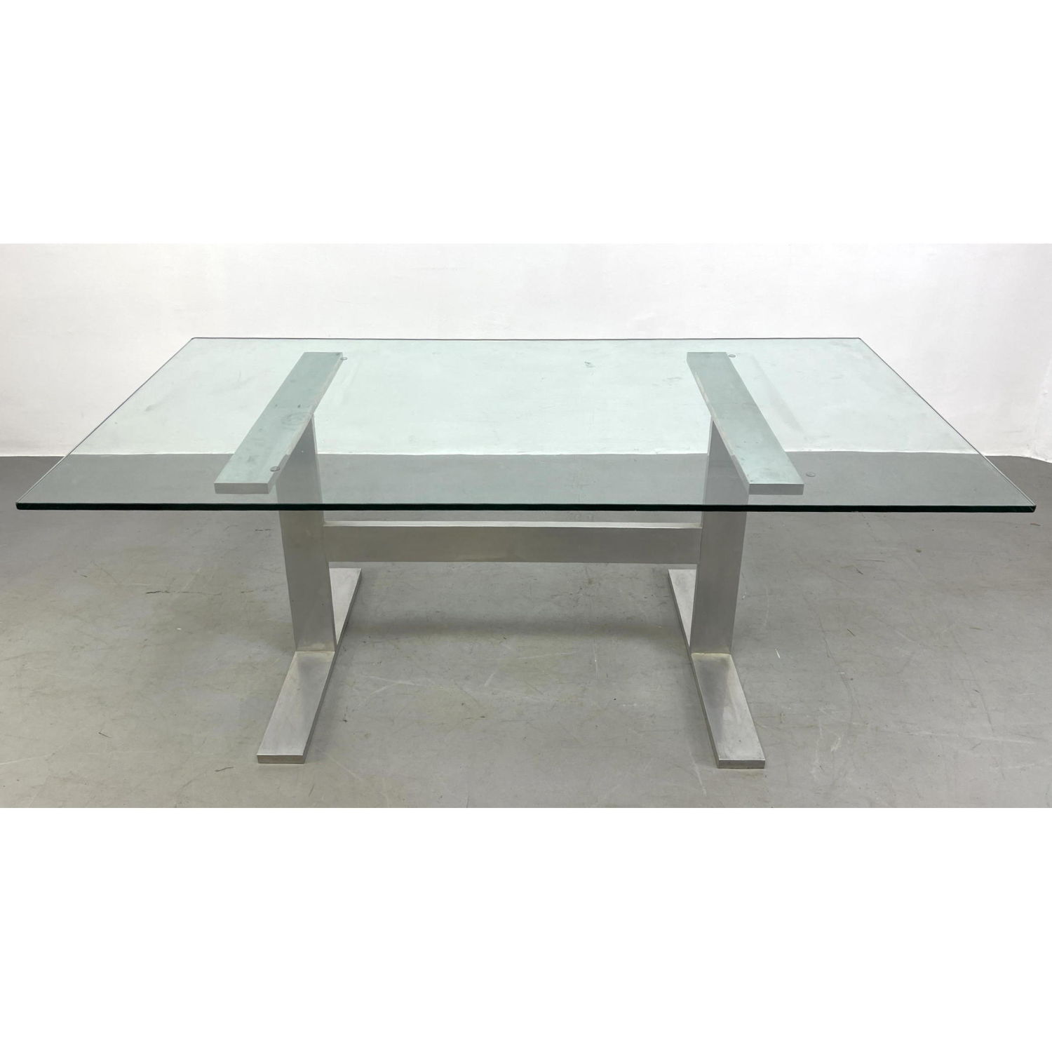 6 Glass Top Dining Table. Chrome Double