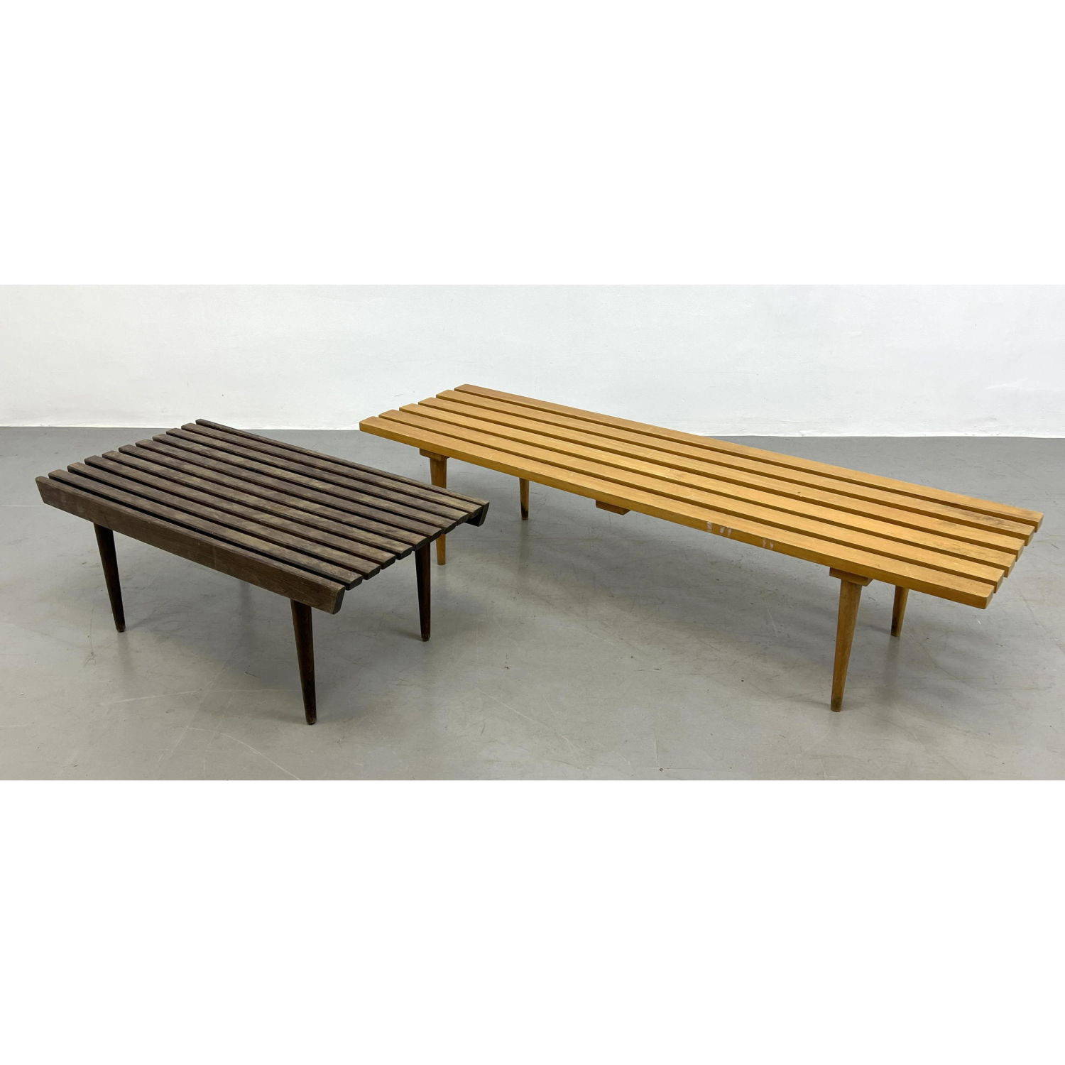 2pc Modernist Slat Benches Short 2b96cd