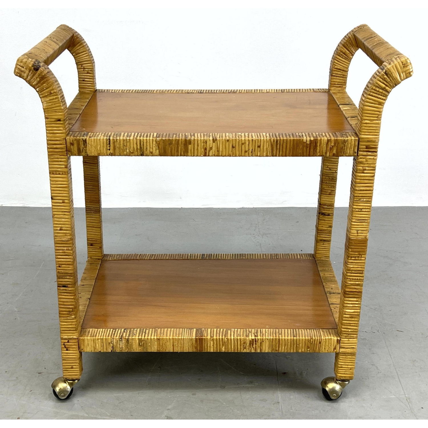 Rattan Wrapped Bar Cart Server. 

Dimensions: