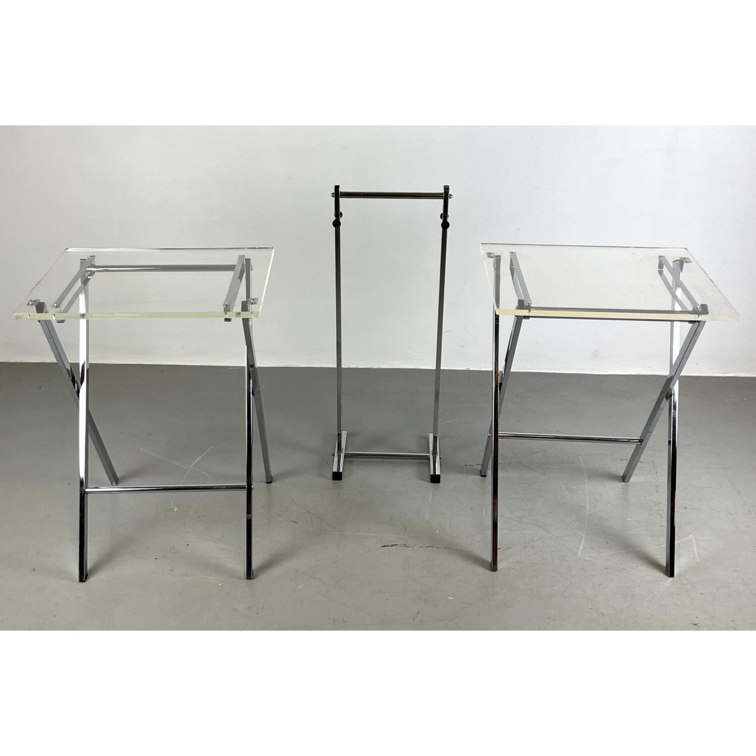 Lucite and Chrome Table set. 2