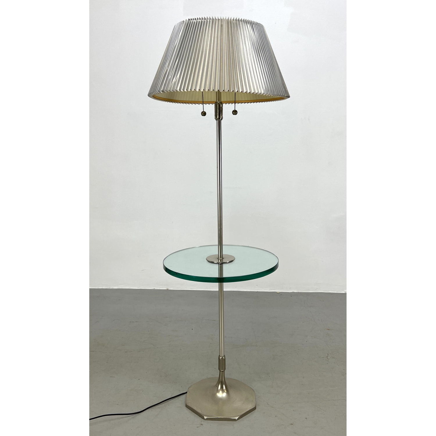 Glass and Chrome Lamp Table. Pleated