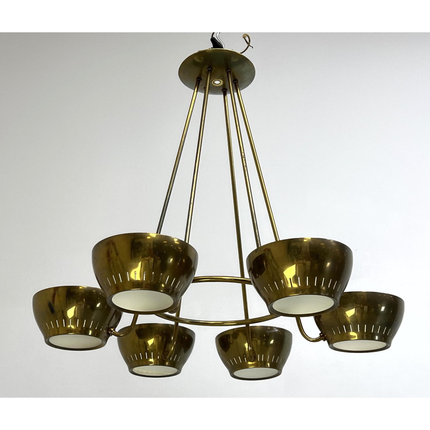 LIGHTOLIER Brass Six Shade Hanging 2b9797