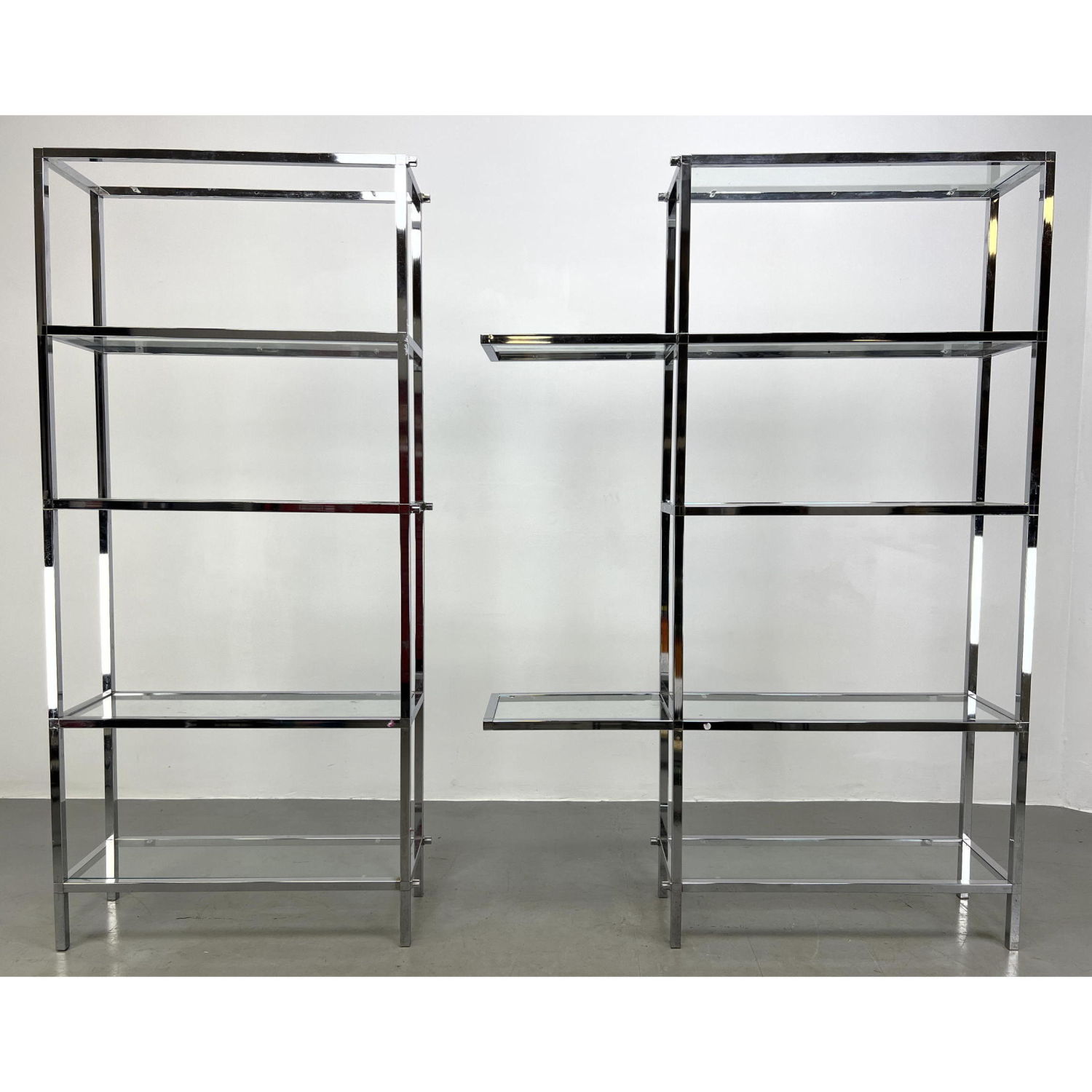 2pc Chrome Etagere Shelf Unit  2b97c1