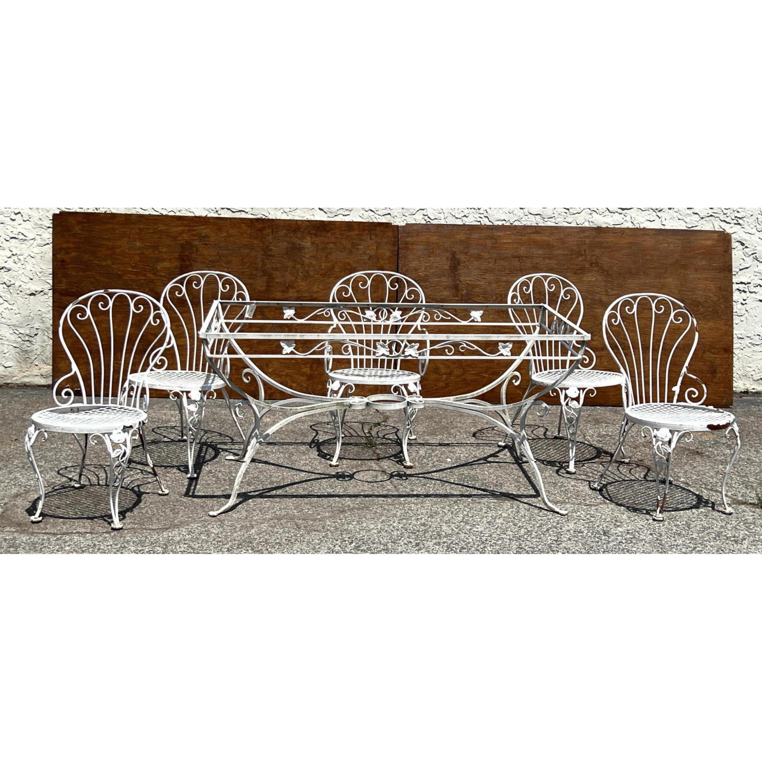 6pc Painted White Iron Outdoor