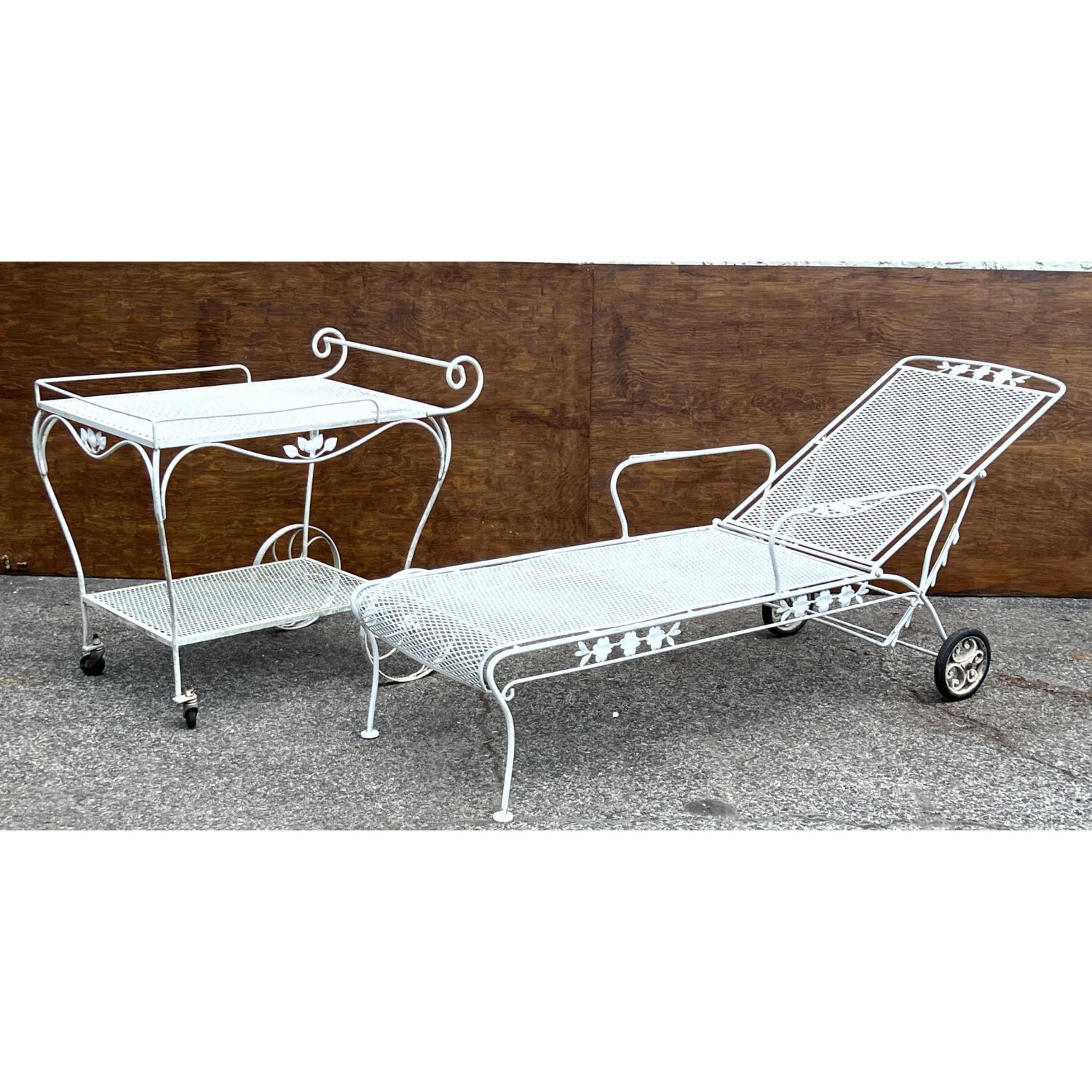 2pc Painted White Outdoor Cart,