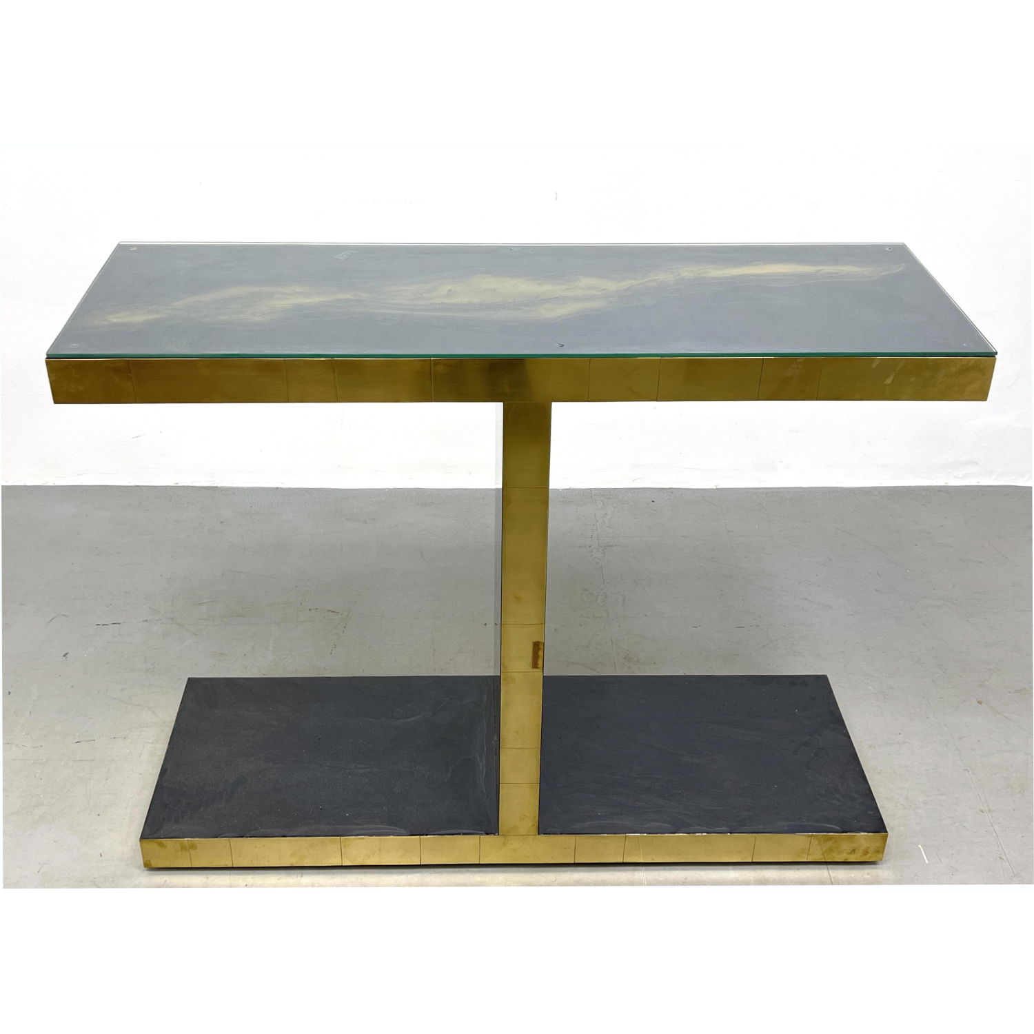 Modernist Hall Console Table. Faux