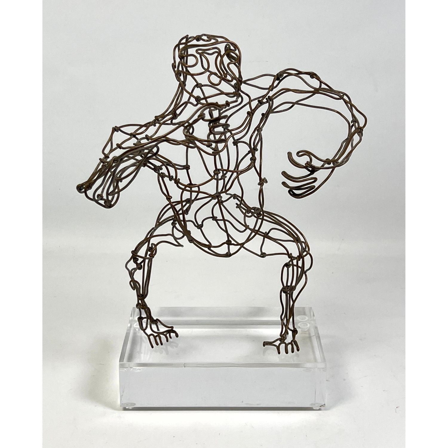 Wire Gorilla sculpture on Lucite