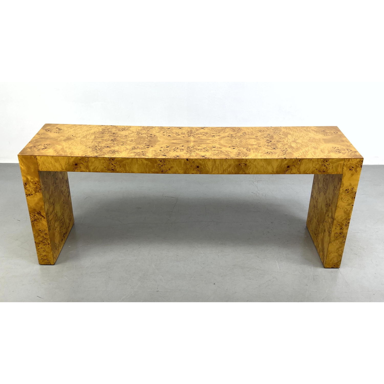 Milo Baughman Style Burl Wood Console 2b9a3a