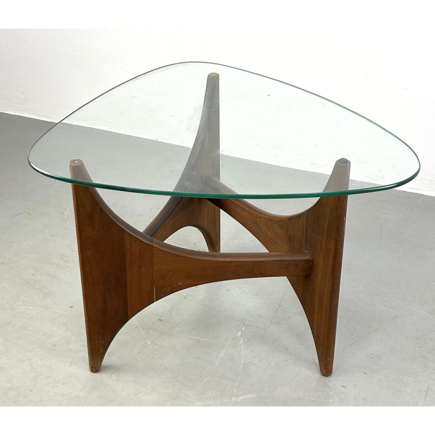 Adrian Pearsall Style Glass Top Walnut