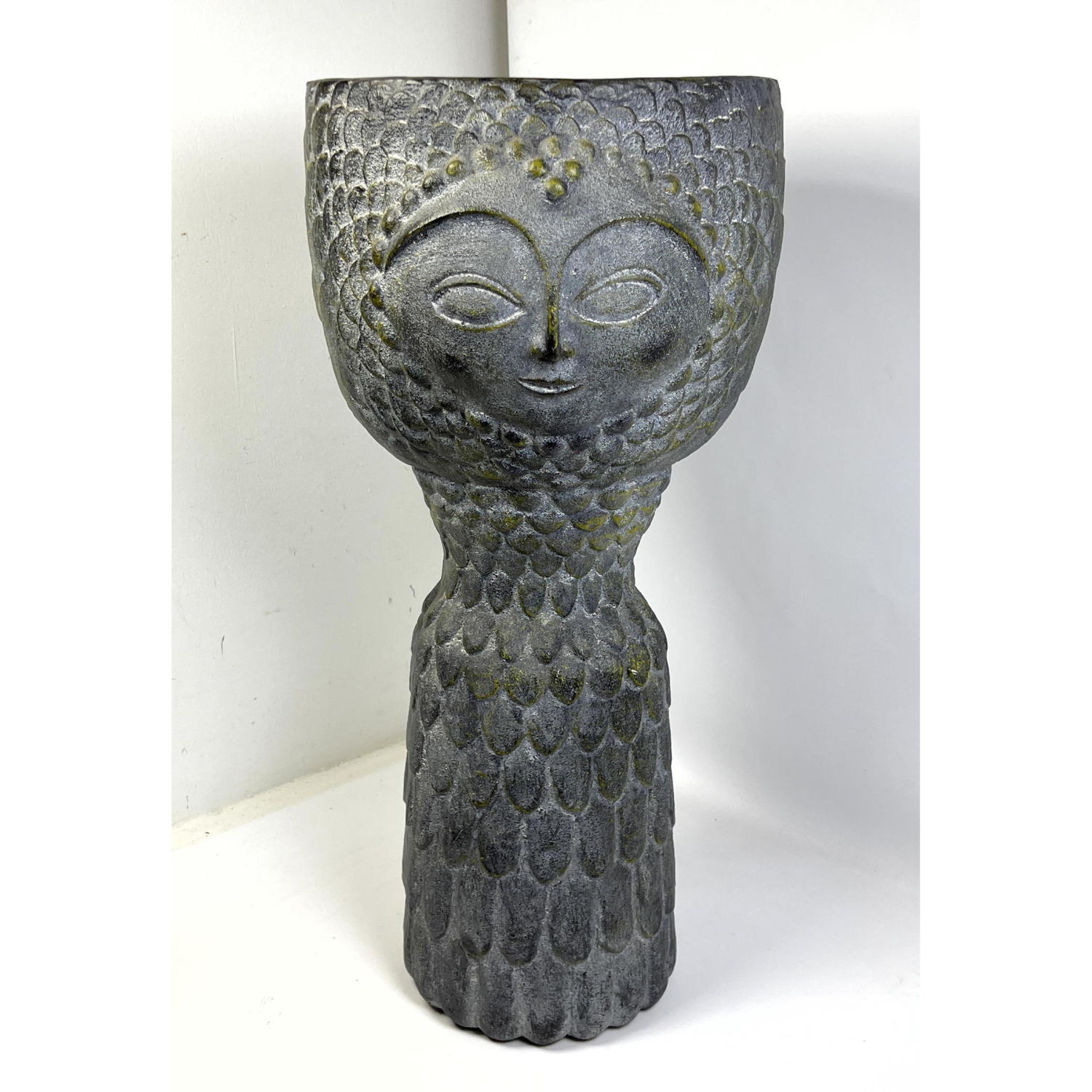 Figural Face Pedestal Planter.