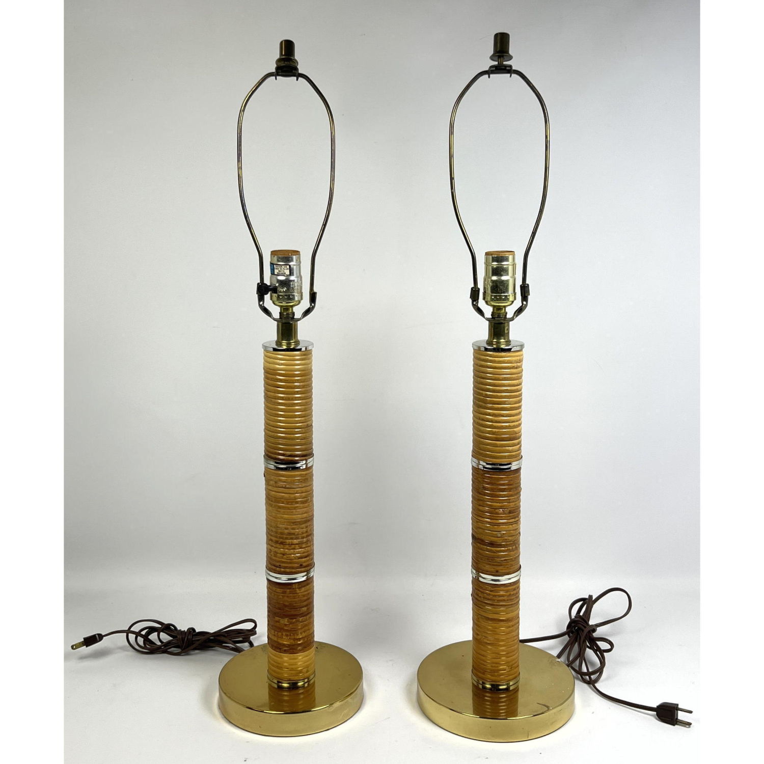 Pair of Rattan Wrapped Table Lamps