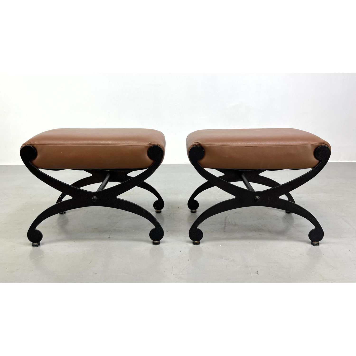 Pair Decorator Iron X base stools