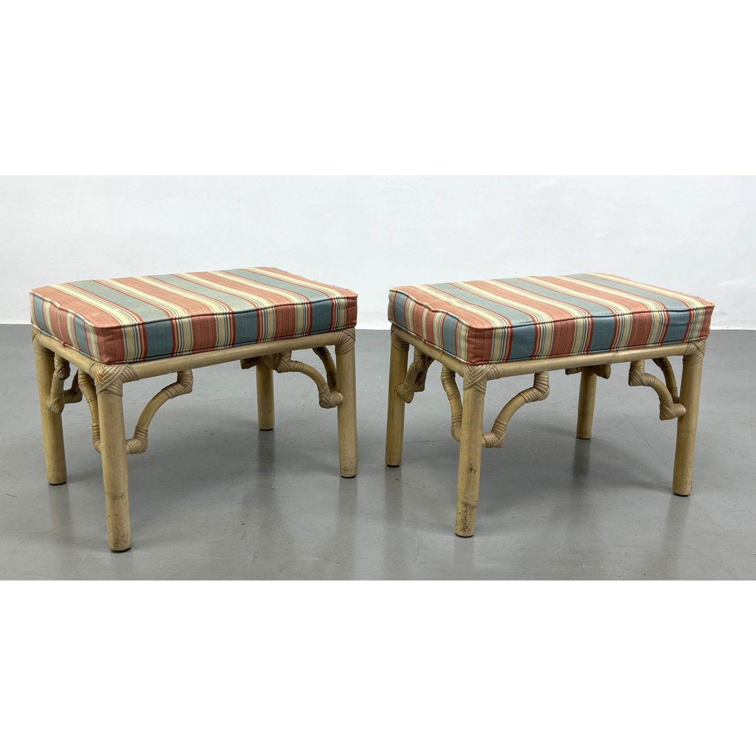 Pr Asian style Bamboo Stools Benches.