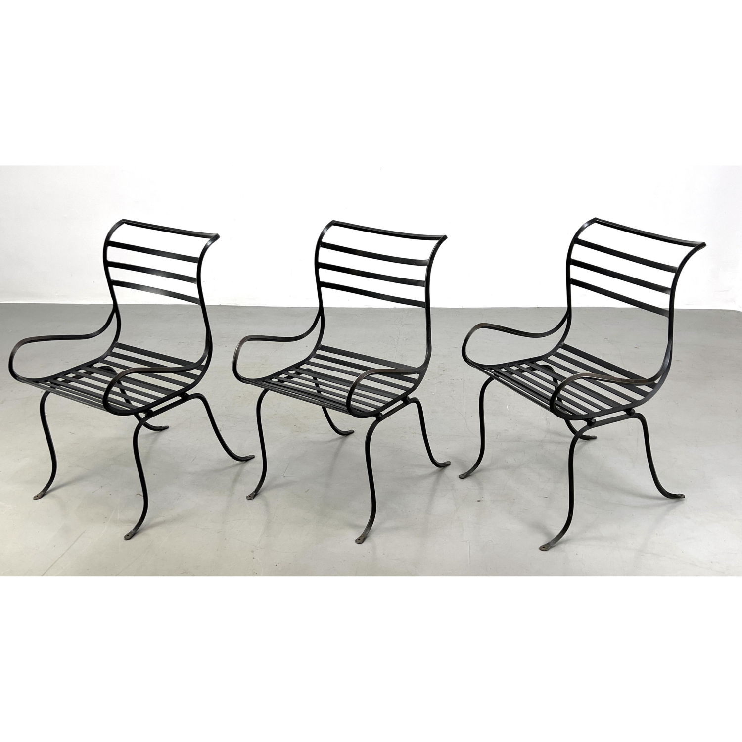 Set 3 Outdoor Garden Iron Arm Chairs  2b9c01