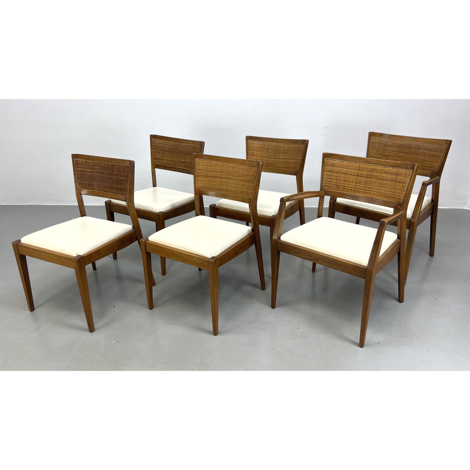 Set 6 Risom style Walnut dining 2b9c04