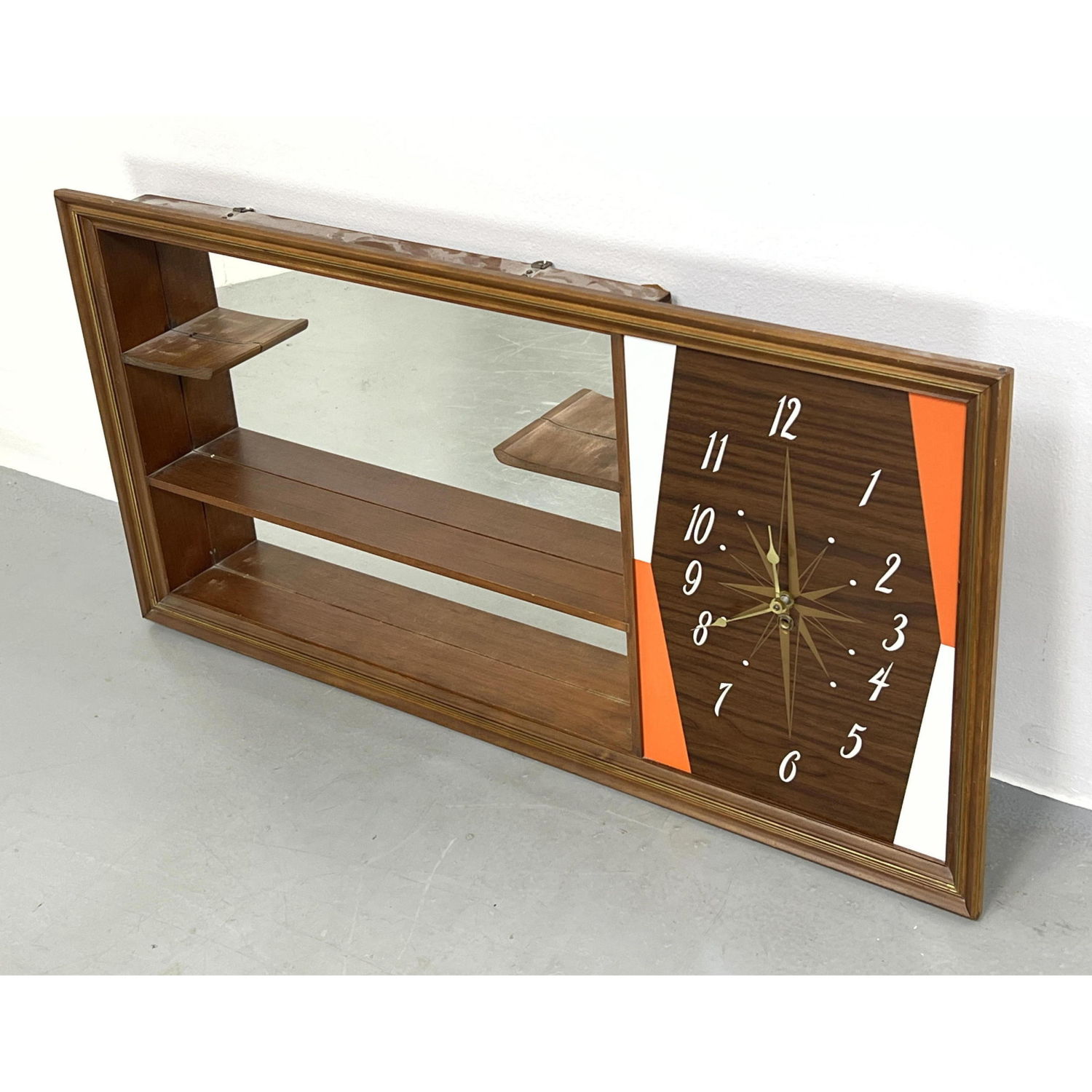 50s Modern Wall Clock Shelf. Turner