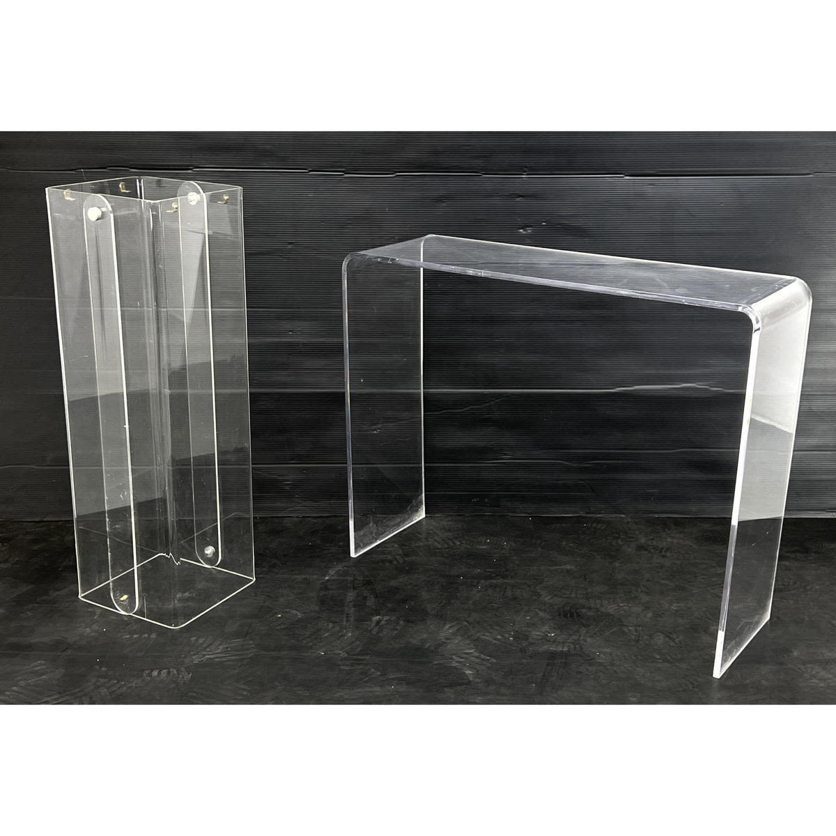 2pc Lucite Modern Items. 1) Hollow