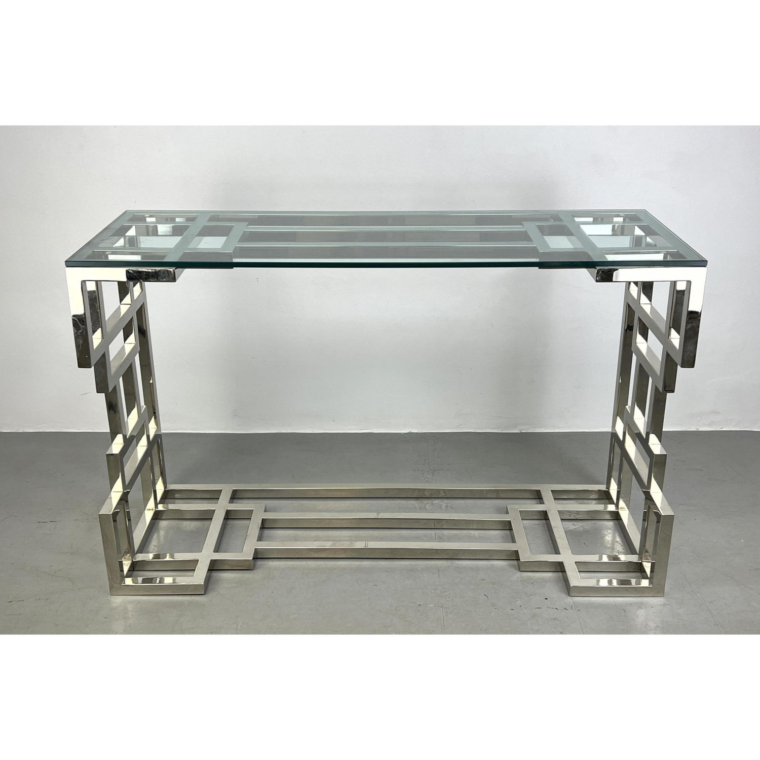 Contemporary glass and chrome console 2b9c7e