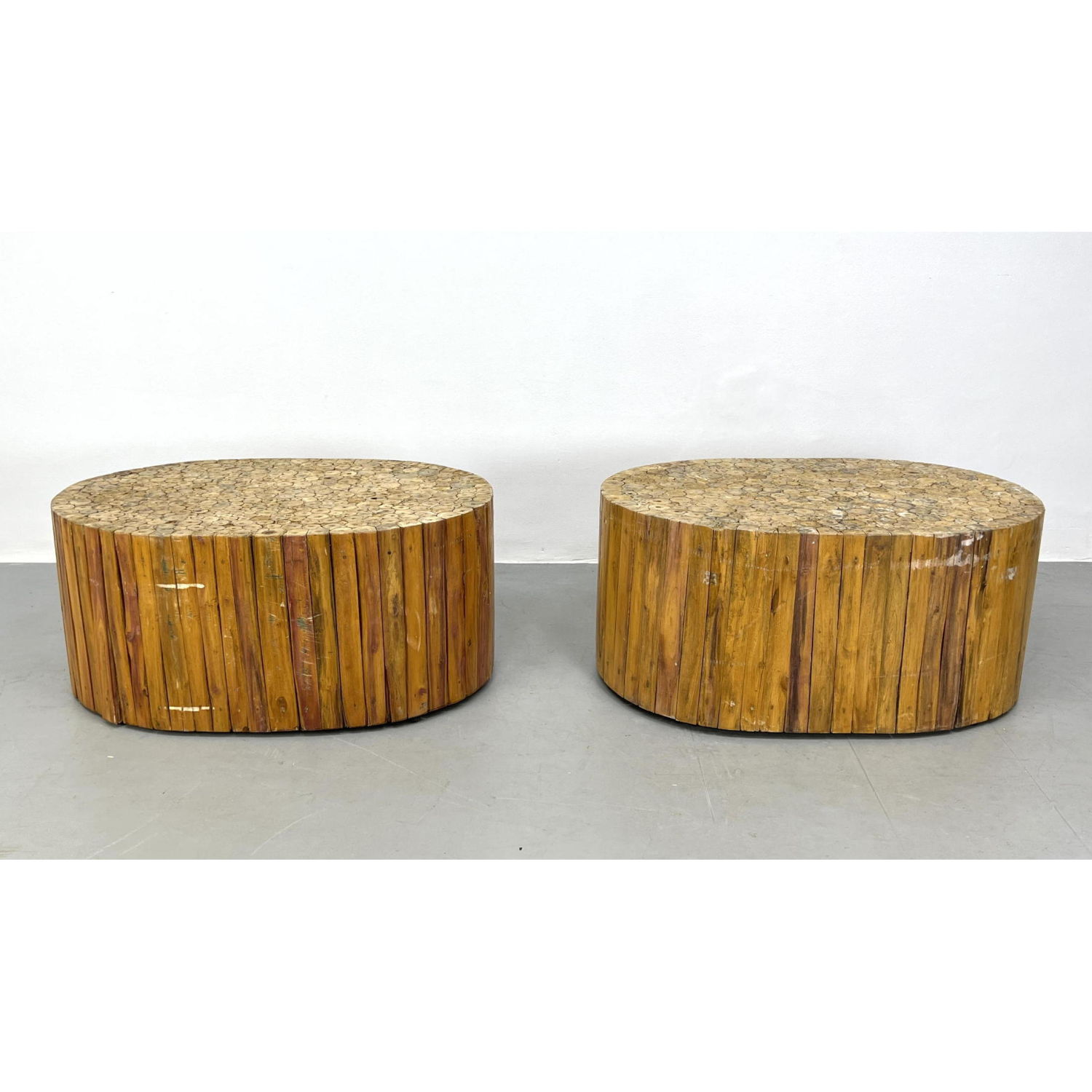 Pair Heavy Bundled Wood Occasional