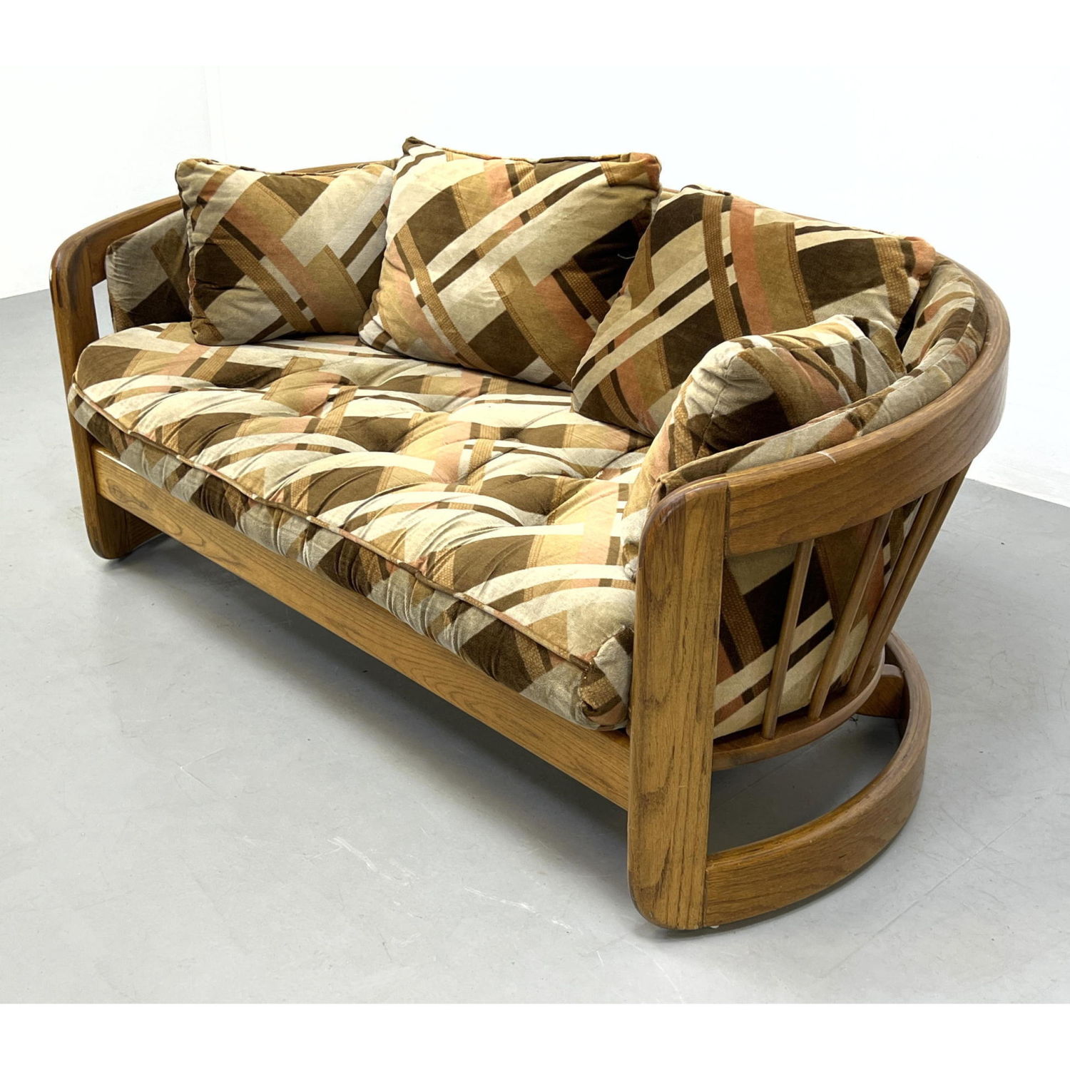 HOWARD Modernist Oak Love Seat.