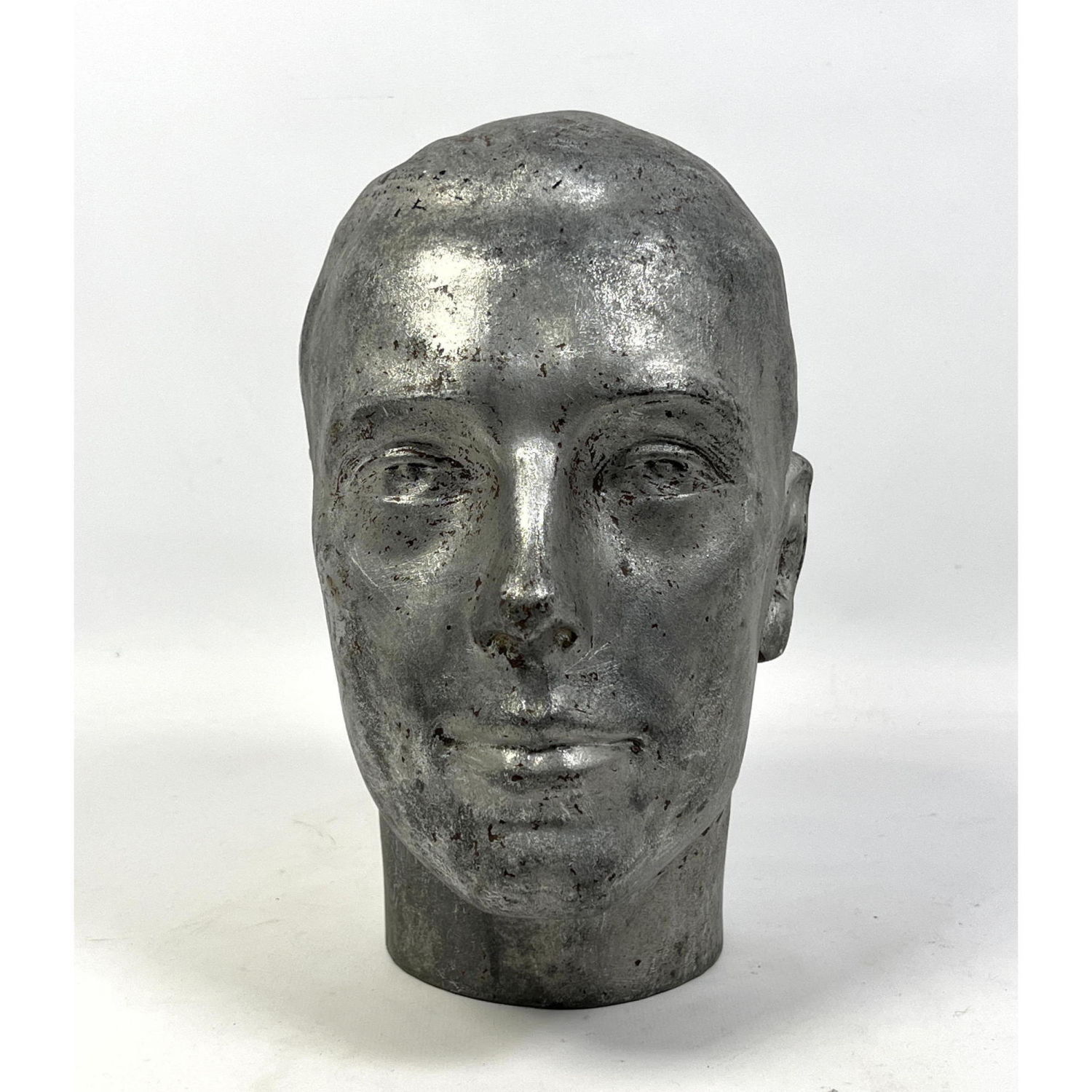 Aluminum Male Bust Sculpture. Unmarked.