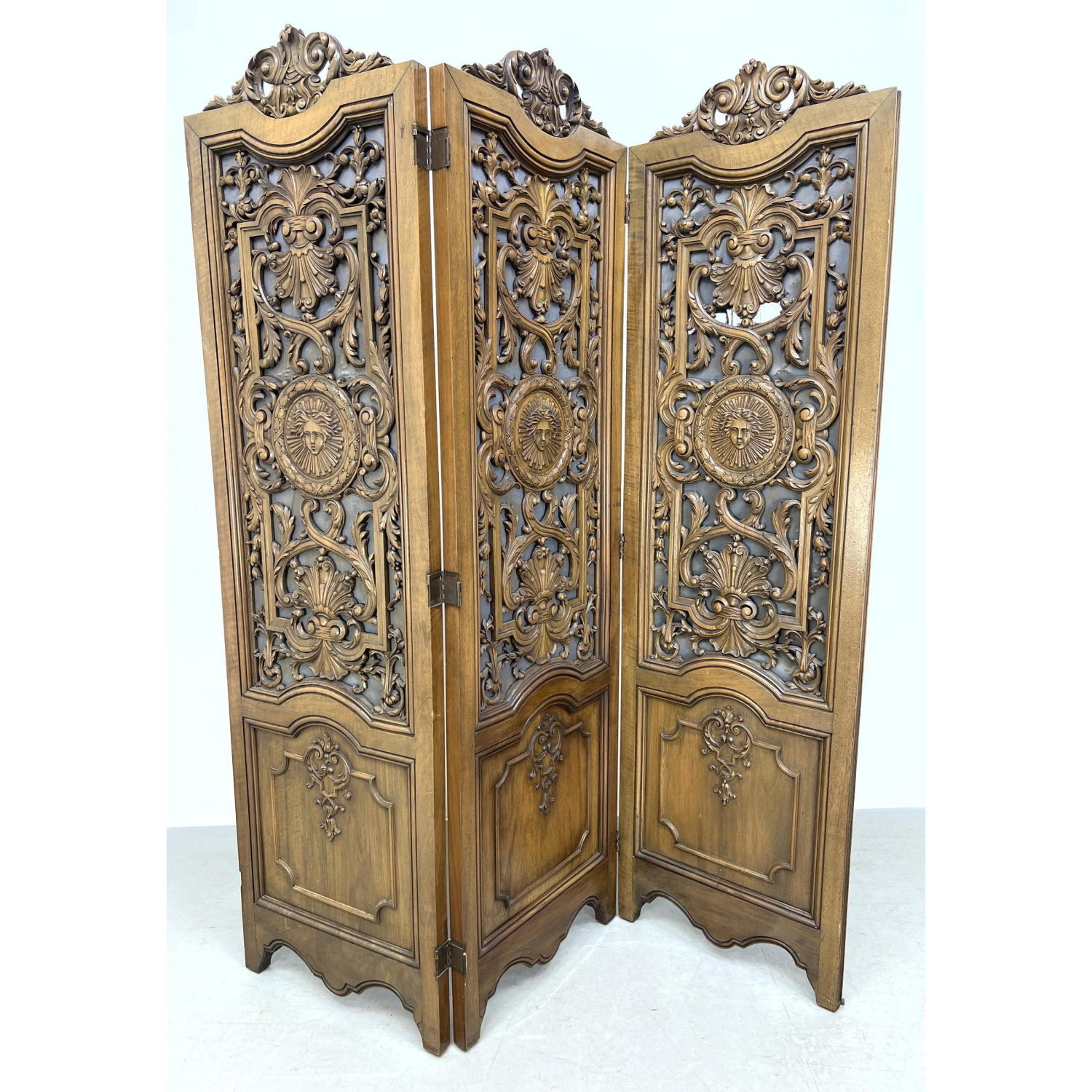 Intricately Carved 3 Panel Folding