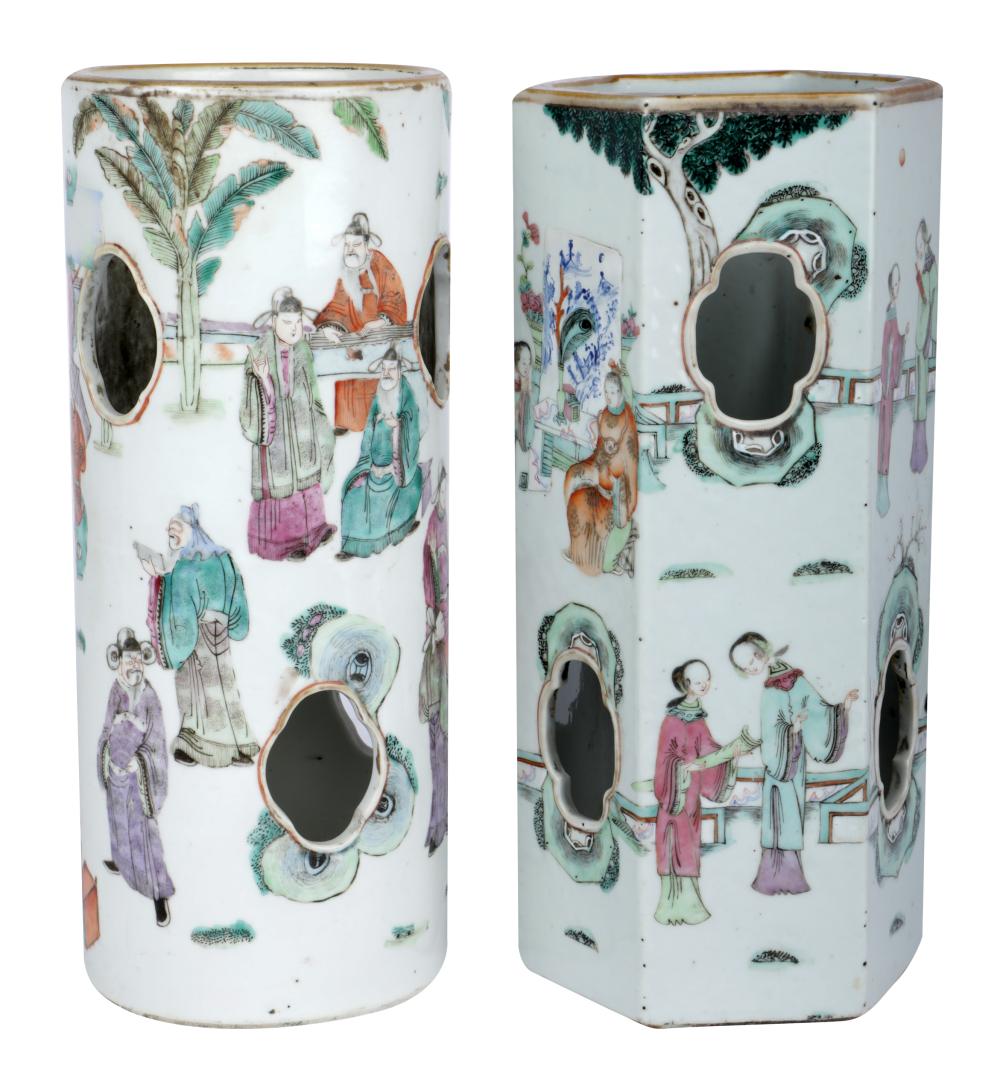 TWO CHINESE PORCELAIN HAT STANDSeach