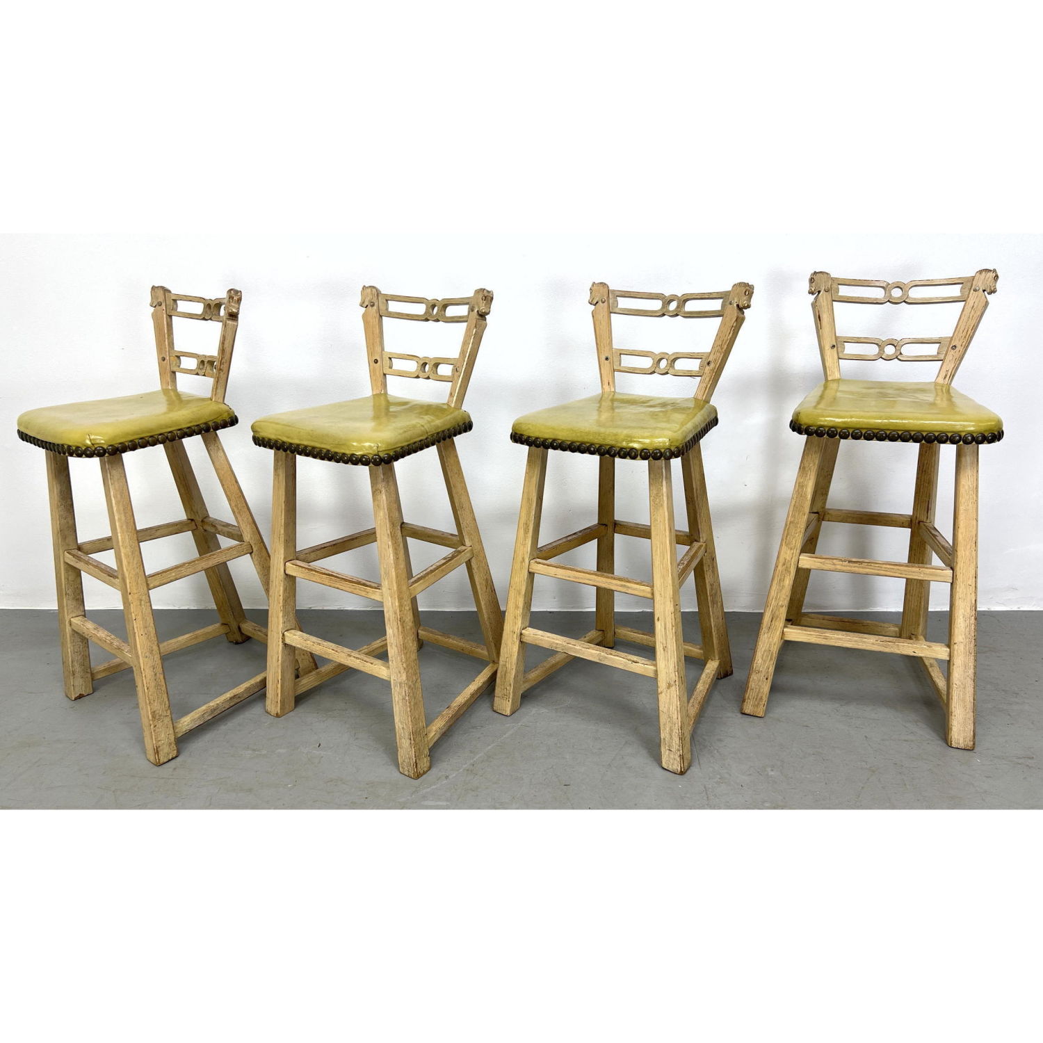 Western Theme Bar Stools. Carved Wood