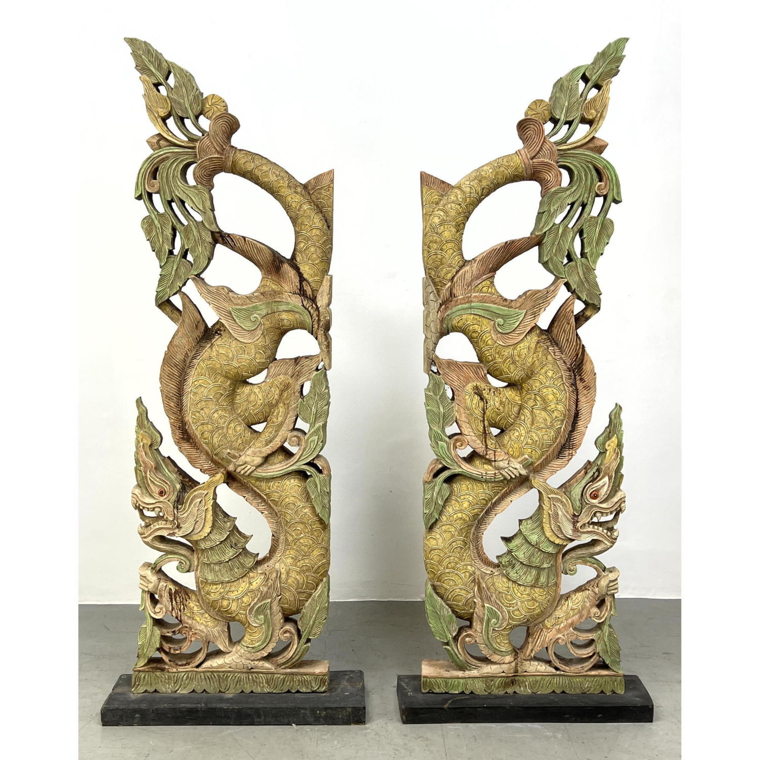 Large Pair of Thai Naga Sculptures 2ba046