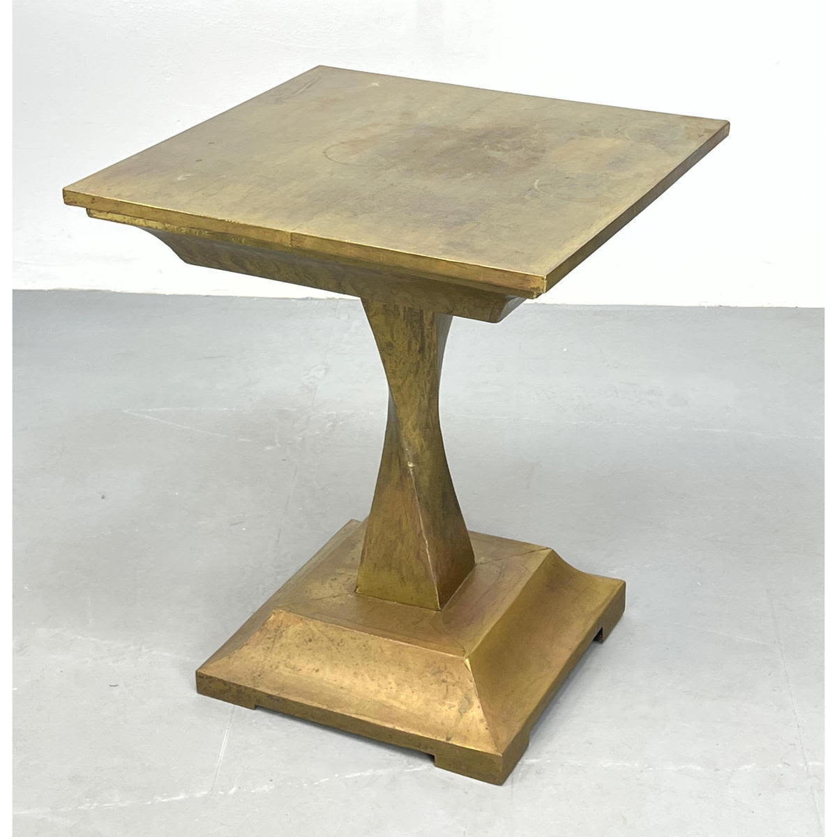 Brass Clad Wood Twisted Form Pedestal