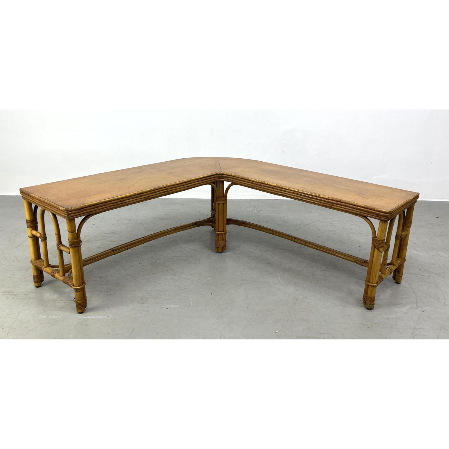 Vintage Bamboo Rattan Corner Table.