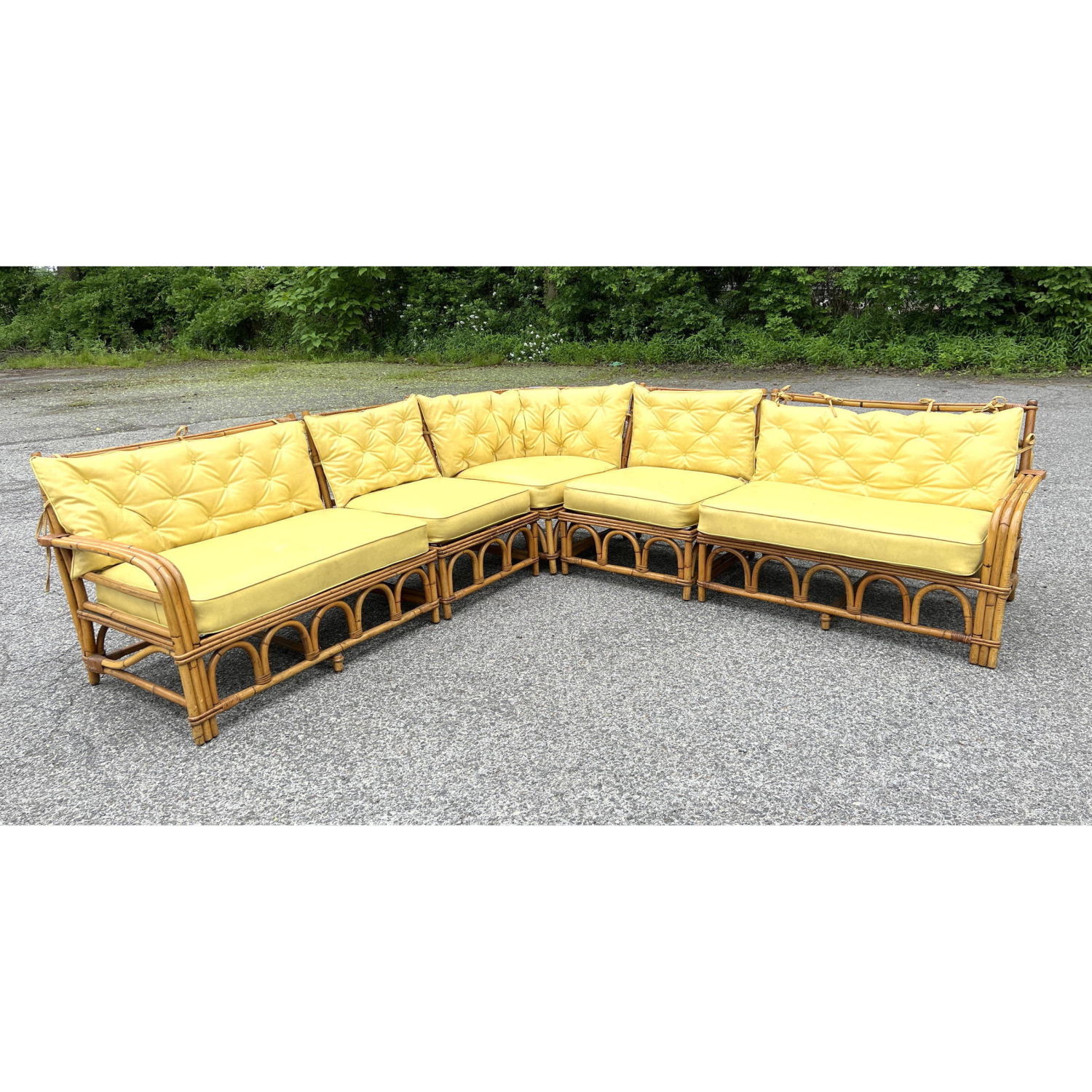 Vintage Bamboo Rattan 5pc Sectional 2ba15a