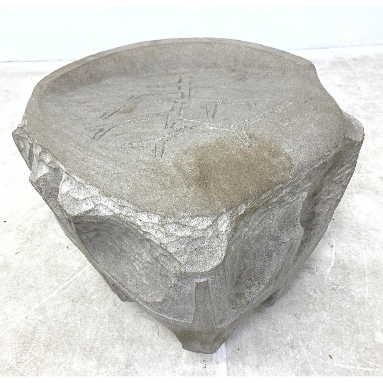 TERENCE MAIN Carved Limestone Stool