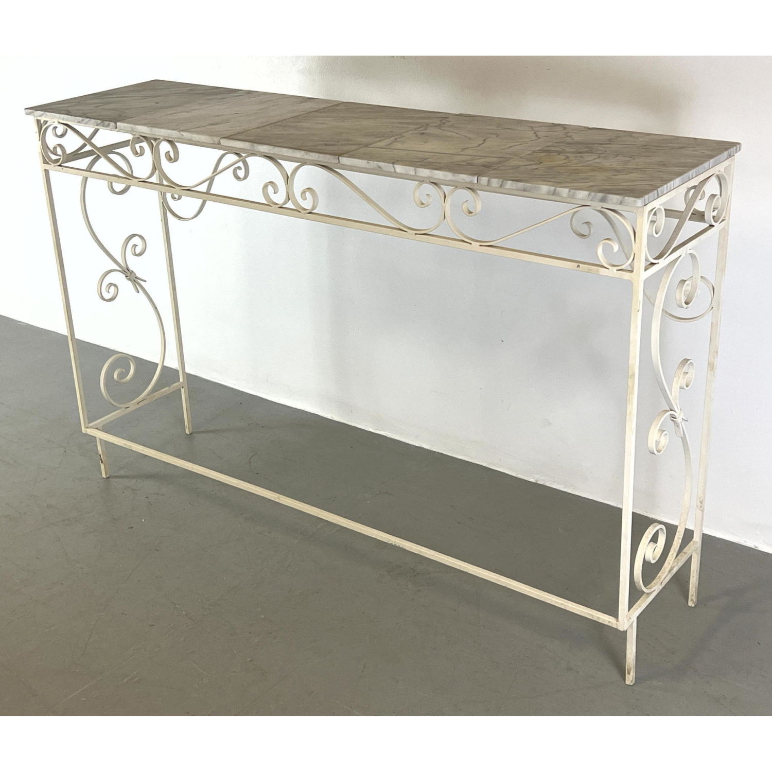 Wrought Iron and Marble Console 2ba193
