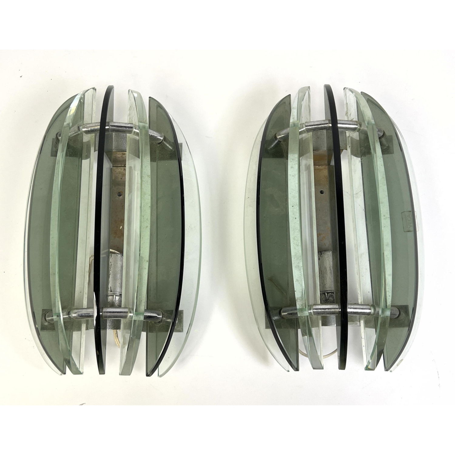 Pair VECA Italian Glass Wall Sconces  2ba33c