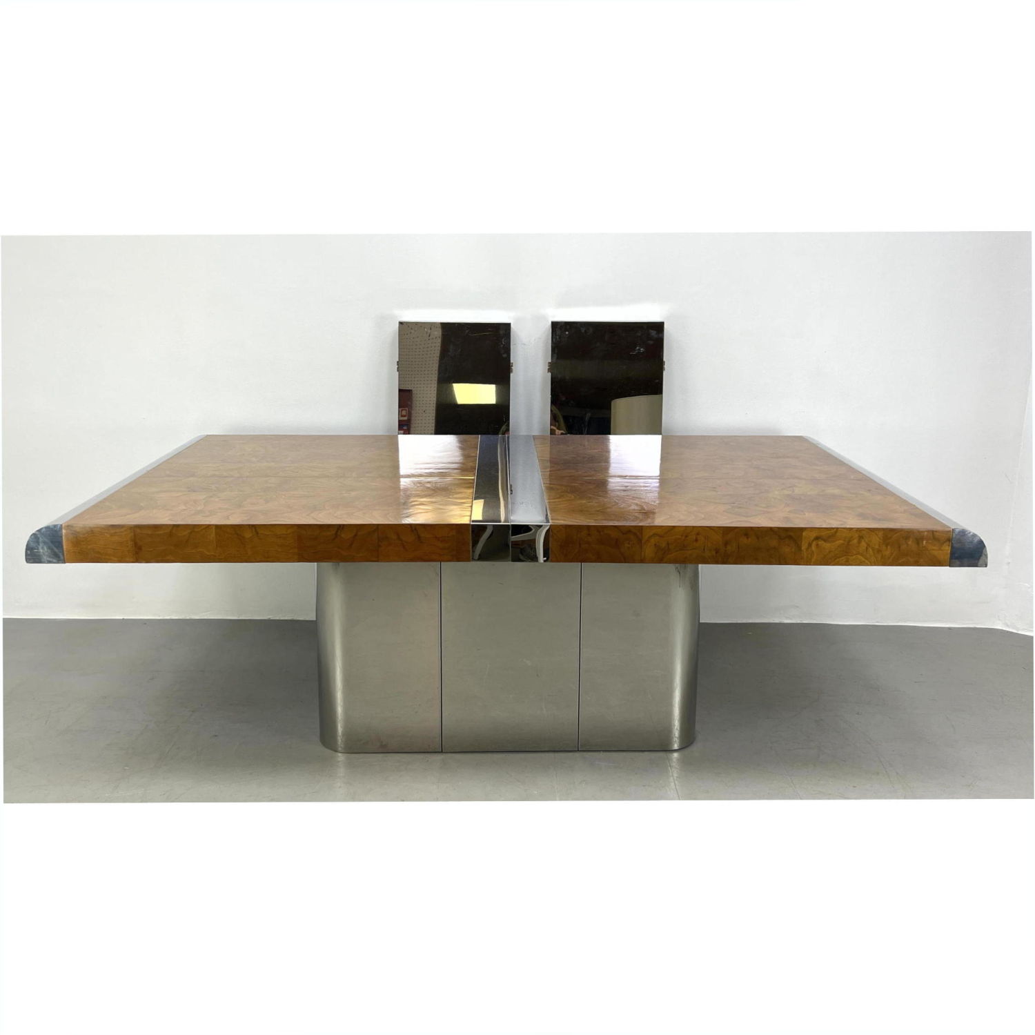 PAUL EVANS Burl and Chrome Dining 2ba347