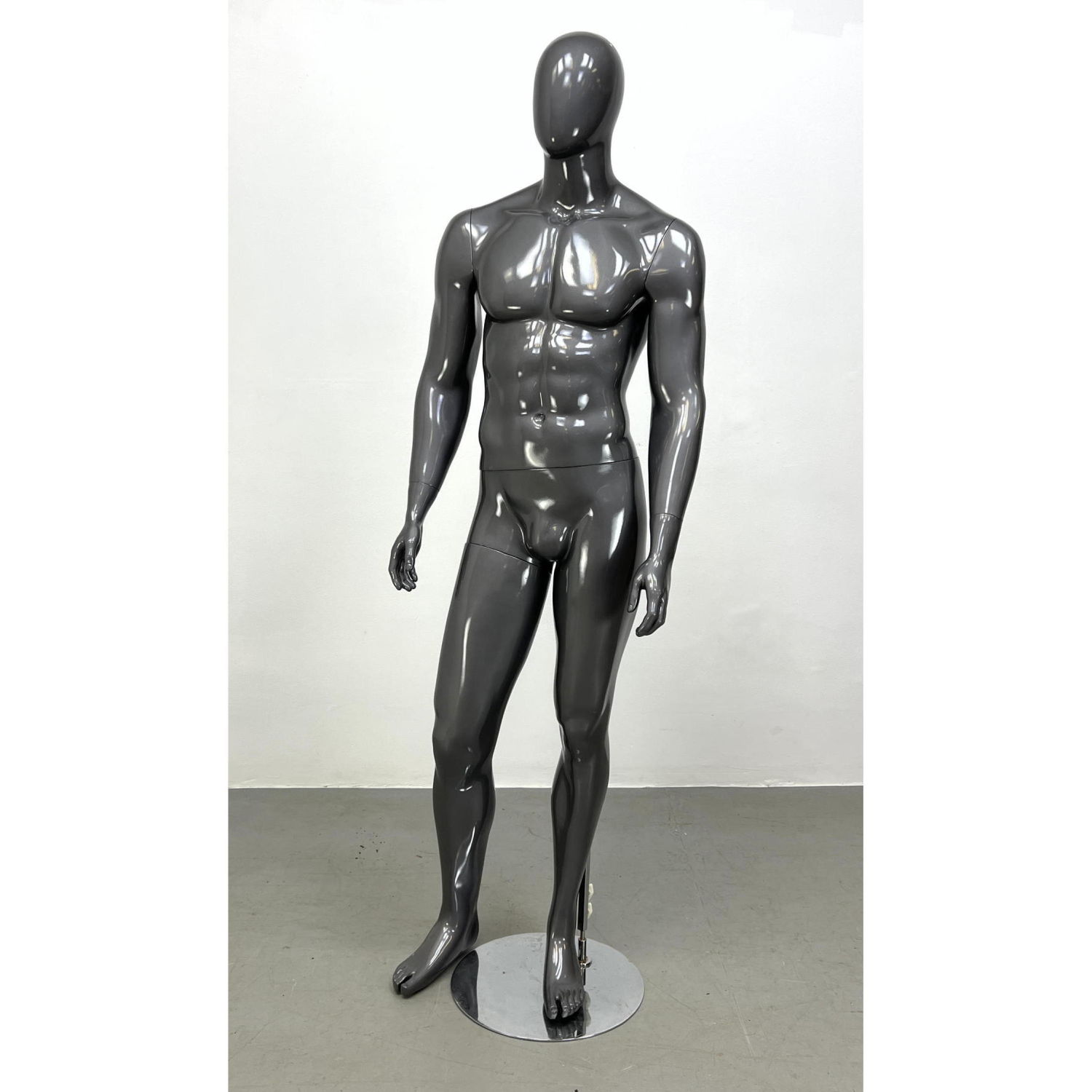 6ft Tall Gray Lacquered Mannequin Male