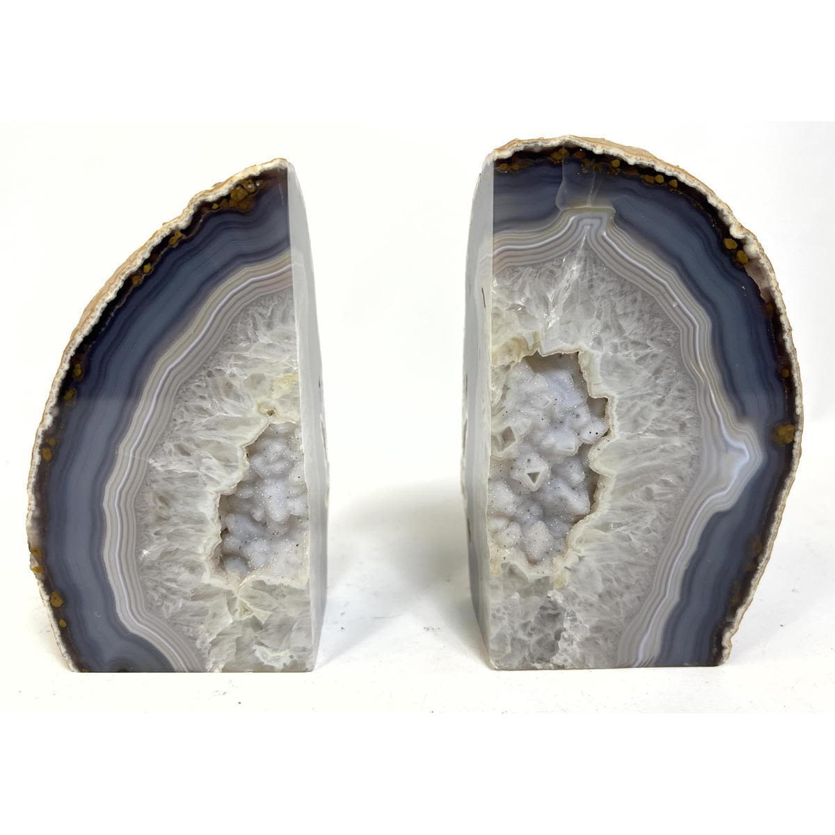 Pr Agate Geode Bookends. Polished